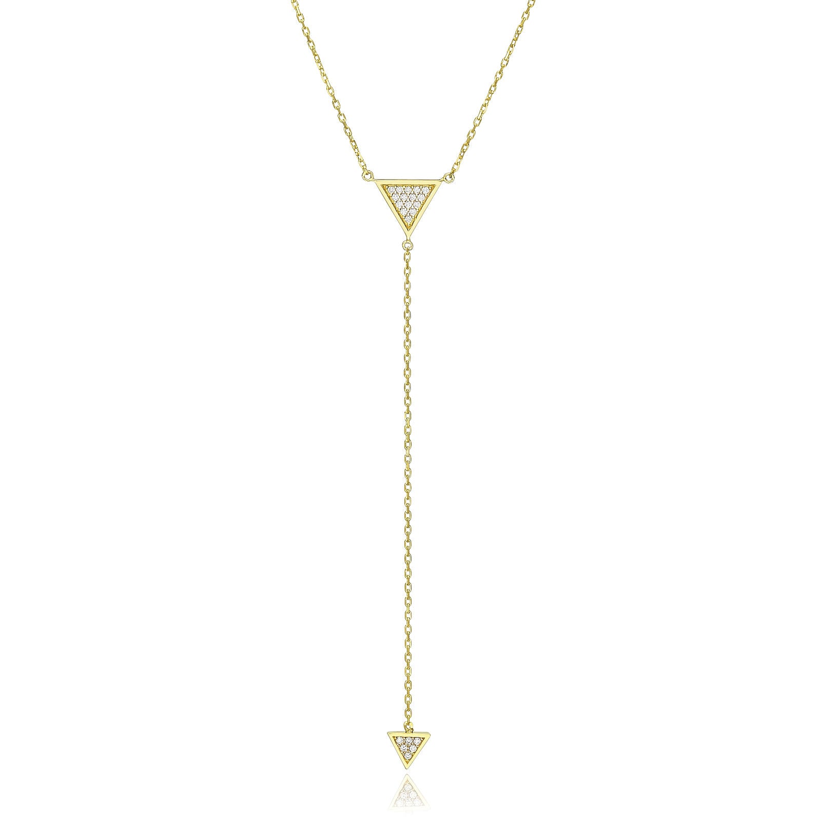 שרשרת ותליון מזהב צהוב 14 קראט - פירמידות תלויות שרשרת ותליון מזהב צהוב 14 קראט - פירמידות תלויות