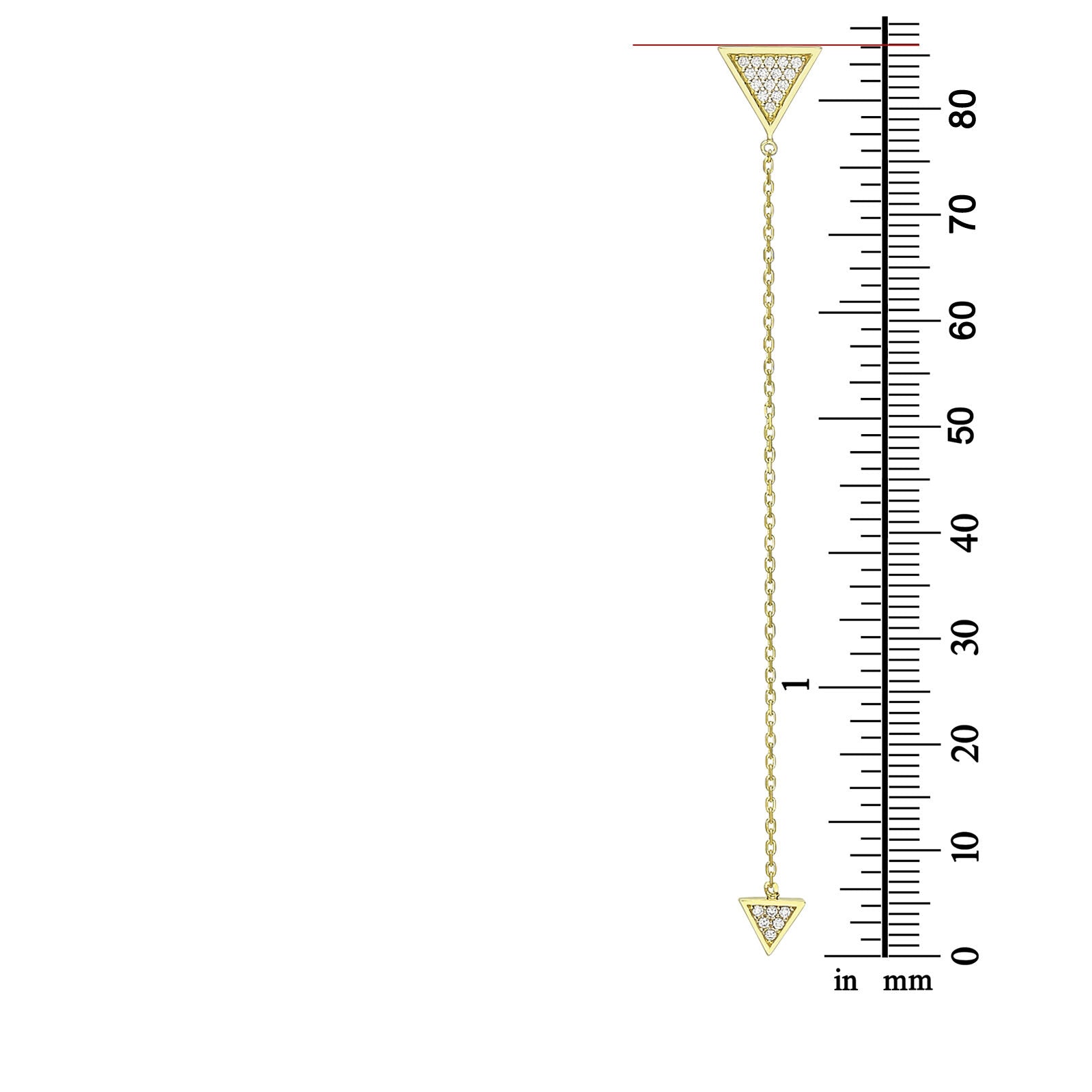 שרשרת ותליון מזהב צהוב 14 קראט - פירמידות תלויות שרשרת ותליון מזהב צהוב 14 קראט - פירמידות תלויות