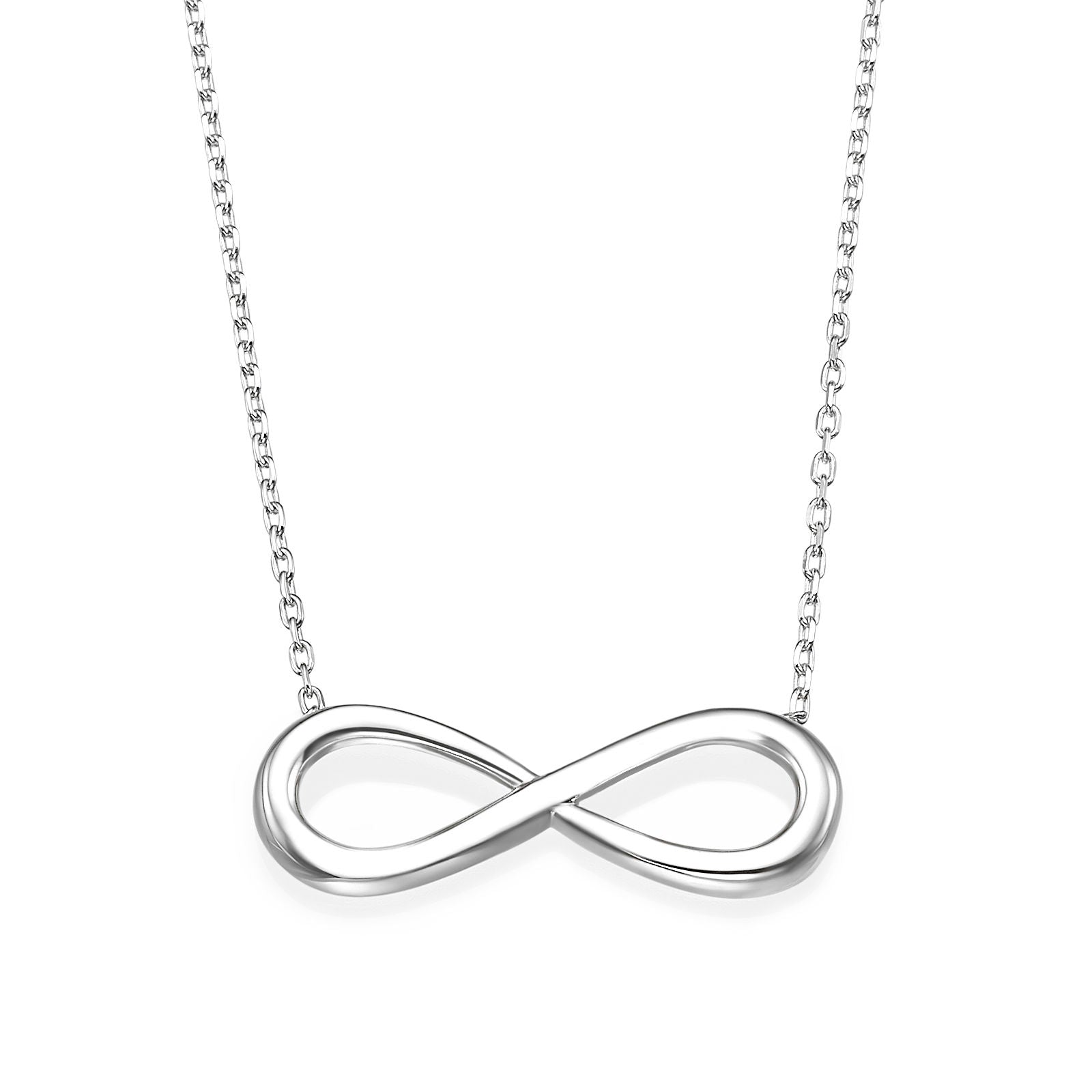 שרשרת ותליון מזהב לבן 14 קראט - אינסוף תלת מימד שרשרת ותליון מזהב לבן 14 קראט - אינסוף תלת מימד