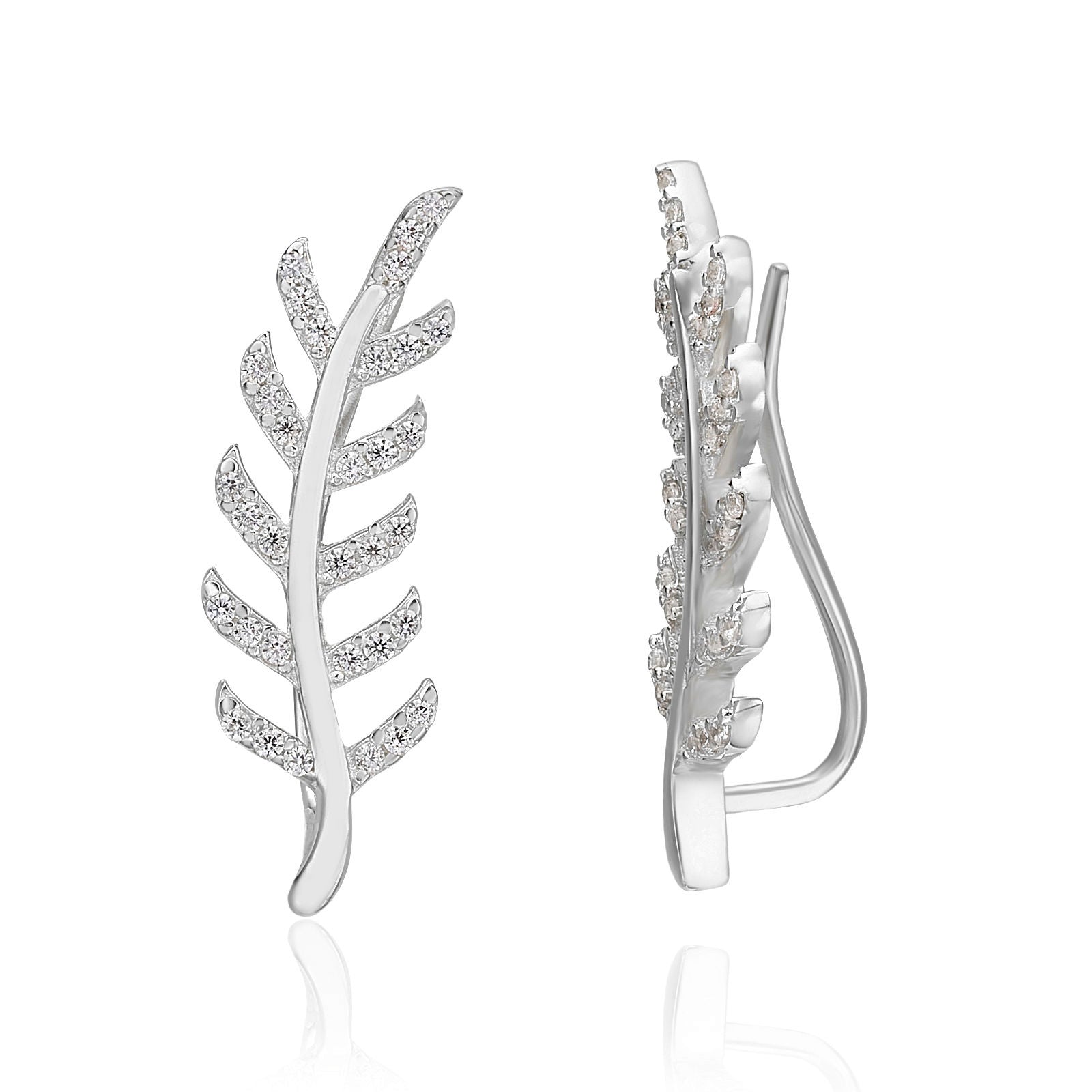 עגילים מטפסים לבן צהוב  14 קראט - איב עגילים מטפסים לבן צהוב  14 קראט - איב