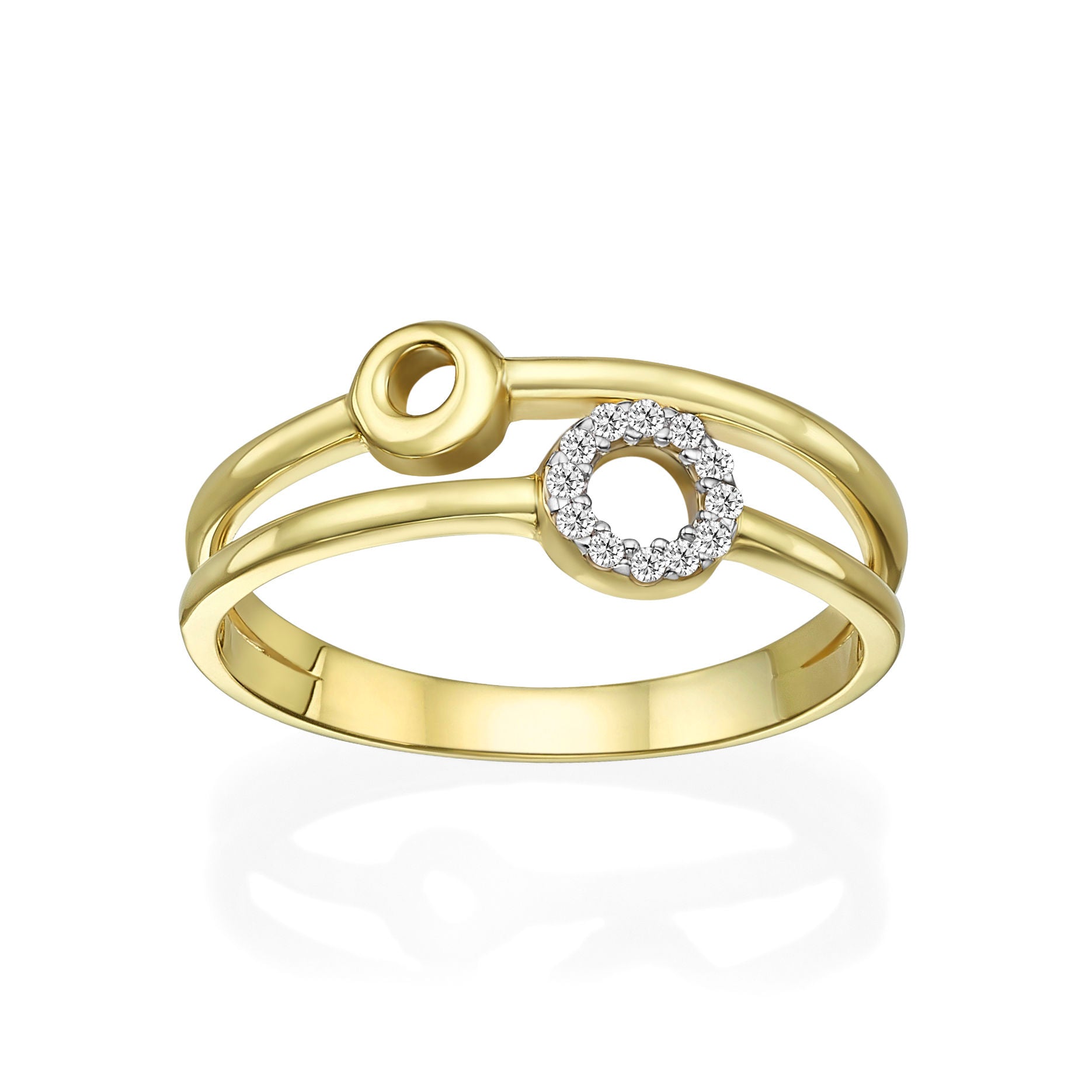 טבעת מזהב צהוב 14 קראט - עיגולי טיאנה טבעת מזהב צהוב 14 קראט - עיגולי טיאנה