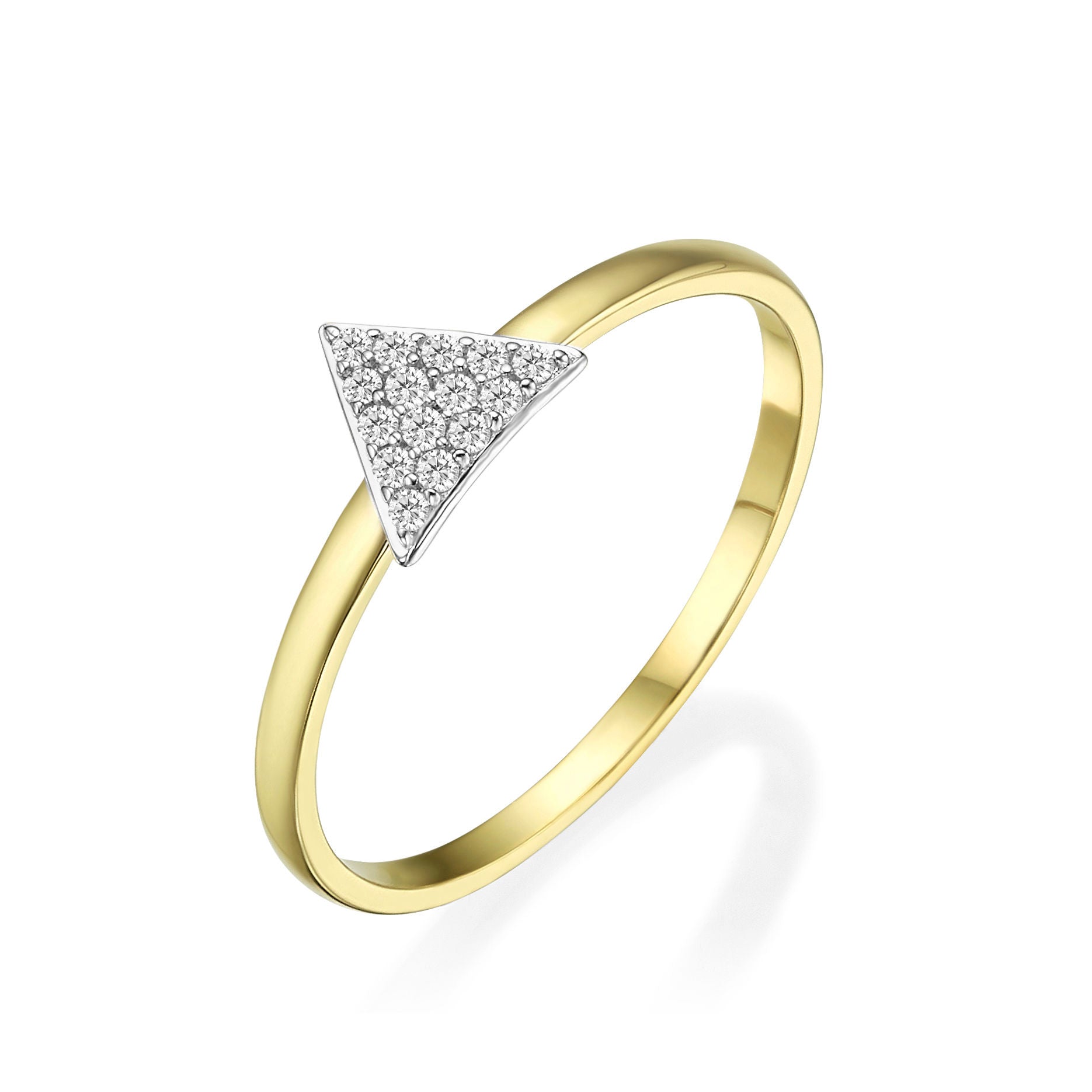 טבעת מזהב צהוב 14 קראט - משולש טורונטו טבעת מזהב צהוב 14 קראט - משולש טורונטו