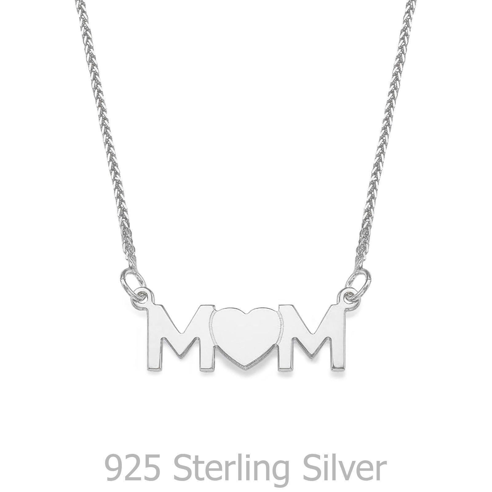 שרשרת mom בעיצוב אישי מכסף אמיתי 925 - לב מלא שרשרת mom בעיצוב אישי מכסף אמיתי 925 - לב מלא