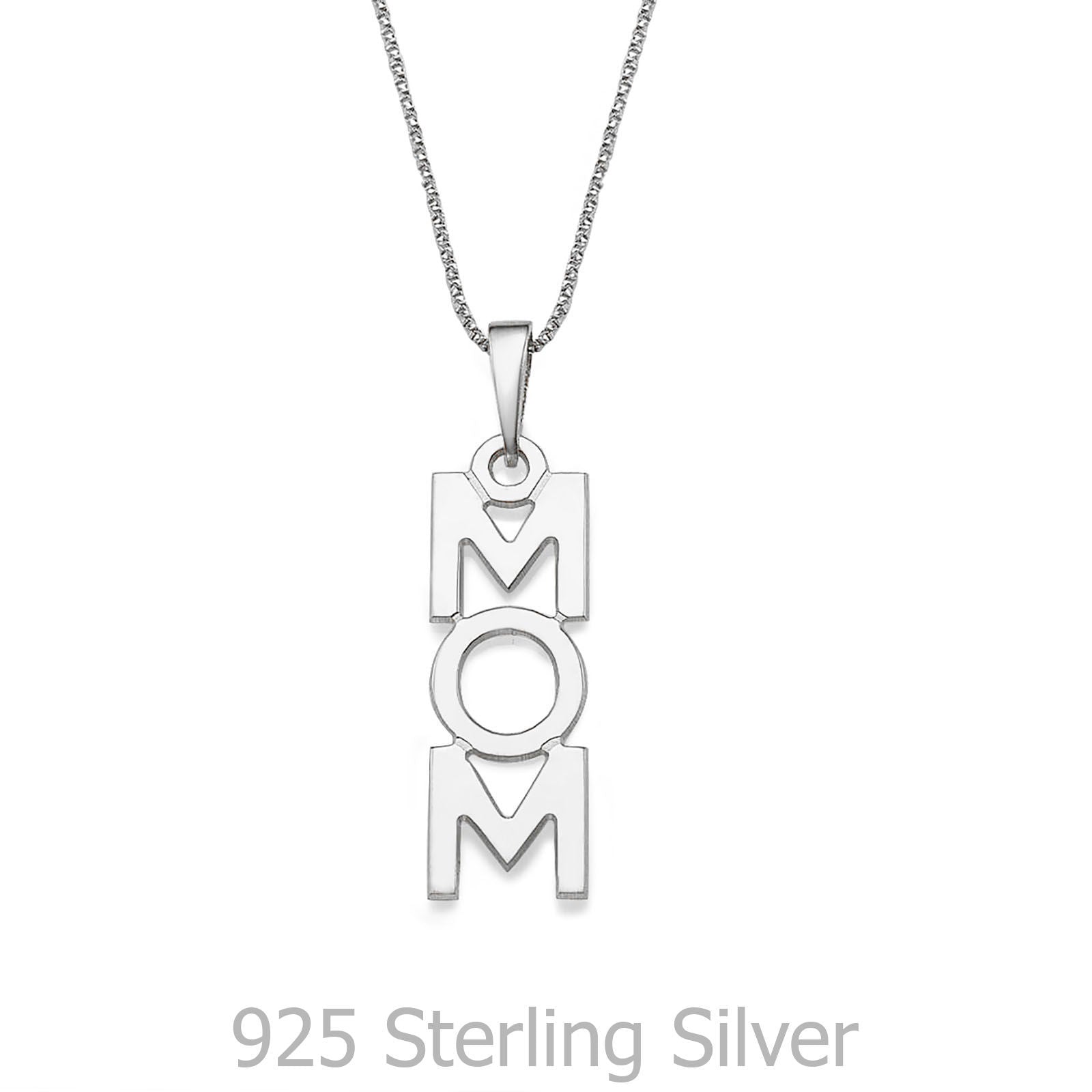 שרשרת mom בעיצוב אישי מכסף אמיתי 925 - אנכי שרשרת mom בעיצוב אישי מכסף אמיתי 925 - אנכי