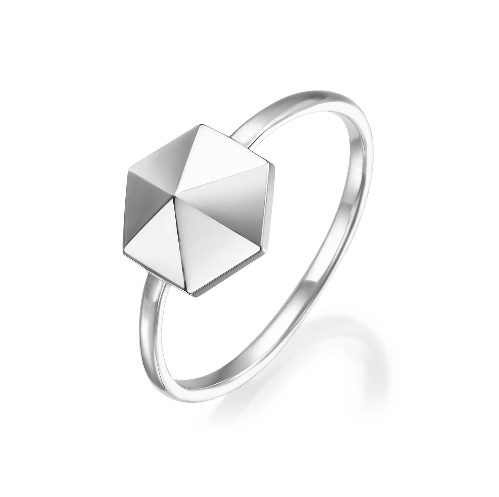 טבעת מזהב לבן 14 קראט - פירמידה טבעת מזהב לבן 14 קראט - פירמידה