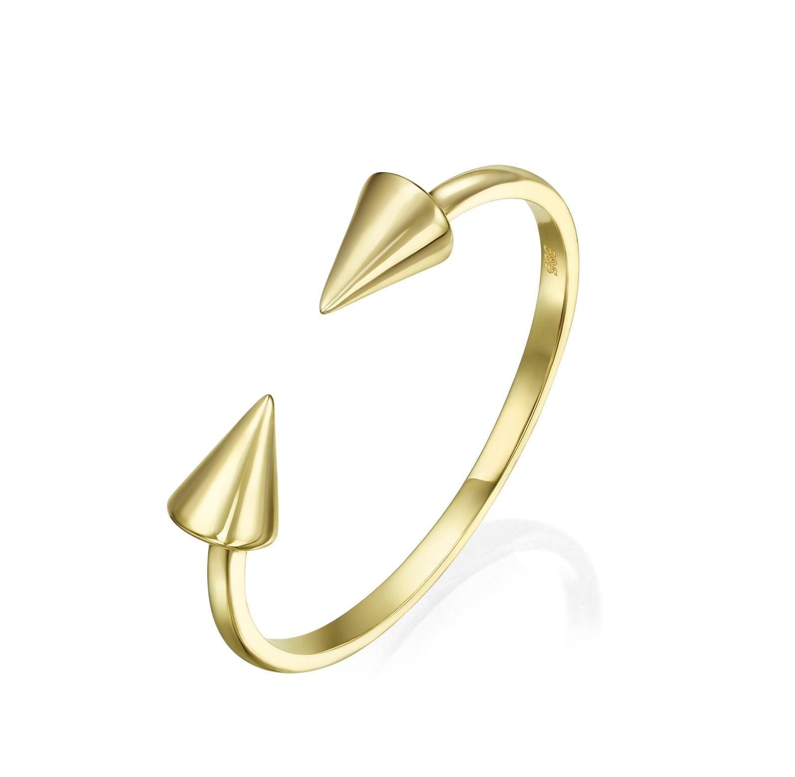 טבעת פתוחה מזהב צהוב 14 קראט - חצים מסתובבים טבעת פתוחה מזהב צהוב 14 קראט - חצים מסתובבים