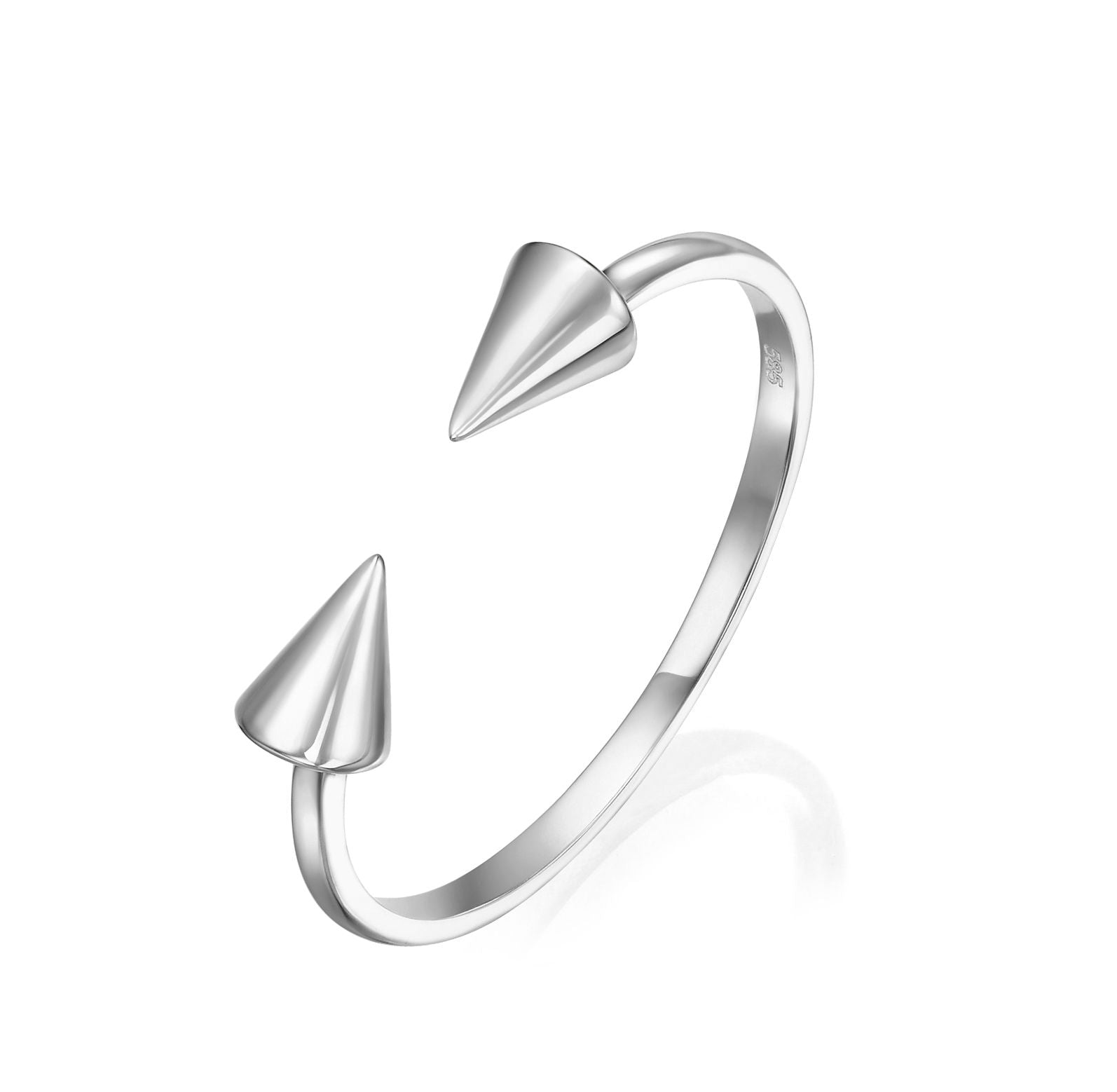 טבעת פתוחה מזהב לבן 14 קראט - חצים מסתובבים טבעת פתוחה מזהב לבן 14 קראט - חצים מסתובבים