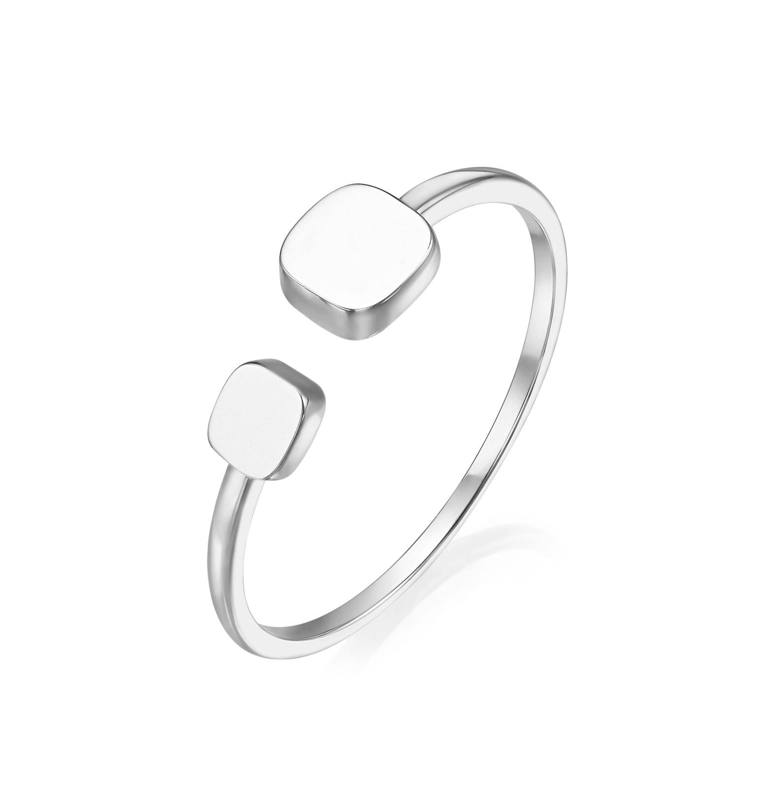 טבעת פתוחה מזהב לבן 14 קראט - קוביות יולי טבעת פתוחה מזהב לבן 14 קראט - קוביות יולי