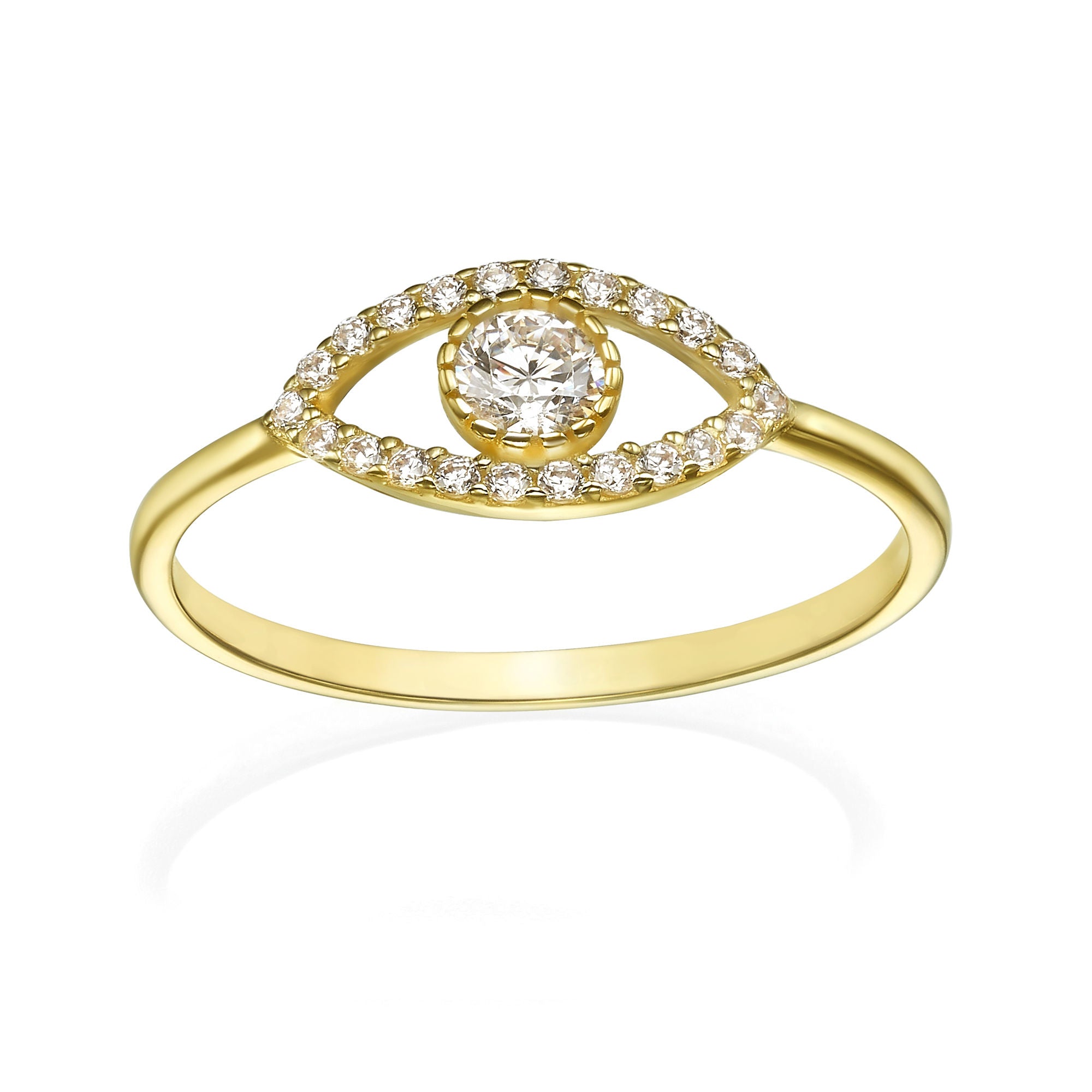 טבעת מזהב צהוב 14 קראט - עין מנצנצת טבעת מזהב צהוב 14 קראט - עין מנצנצת