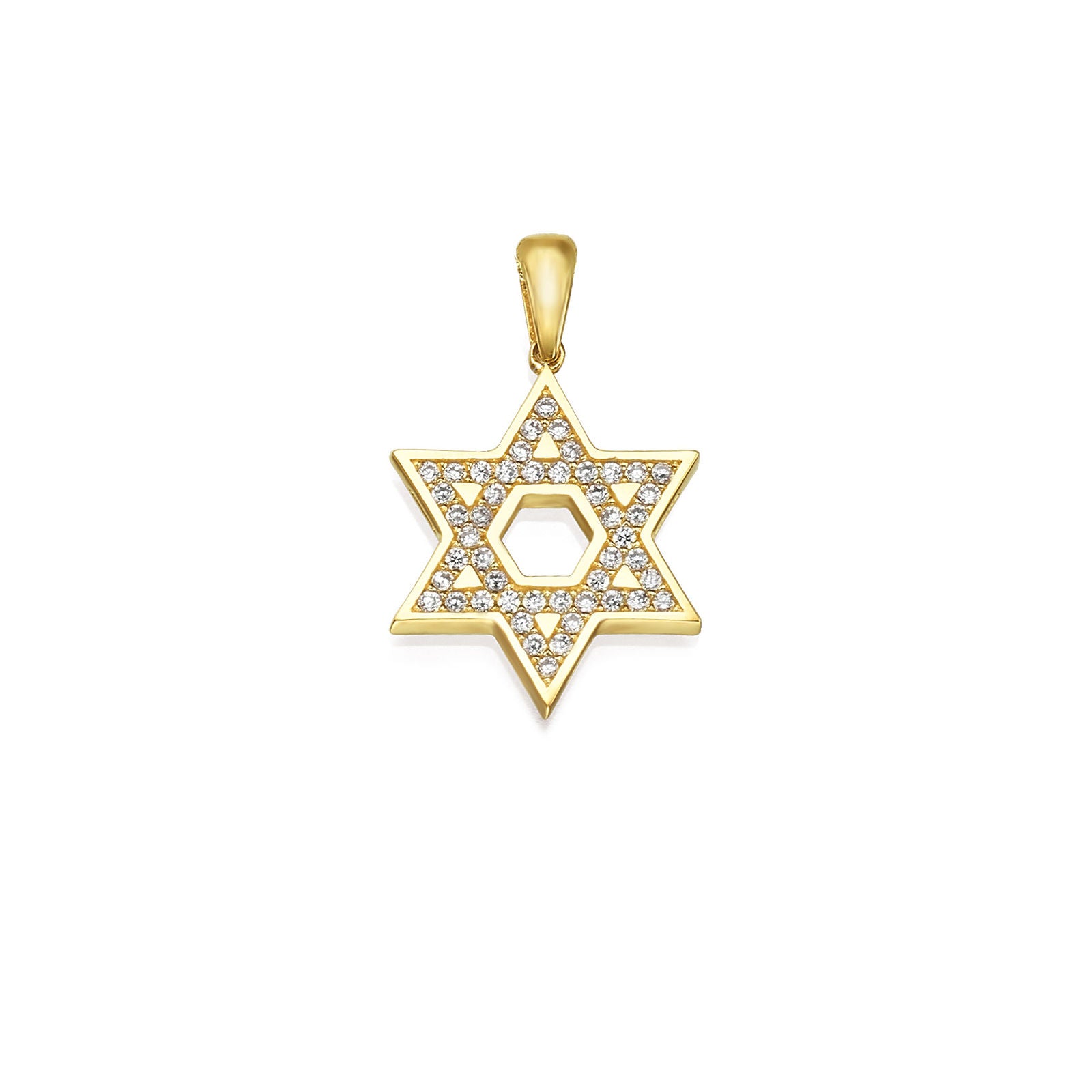 תליון מזהב צהוב 14 קראט -מגן דוד מנצנץ תליון מזהב צהוב 14 קראט -מגן דוד מנצנץ