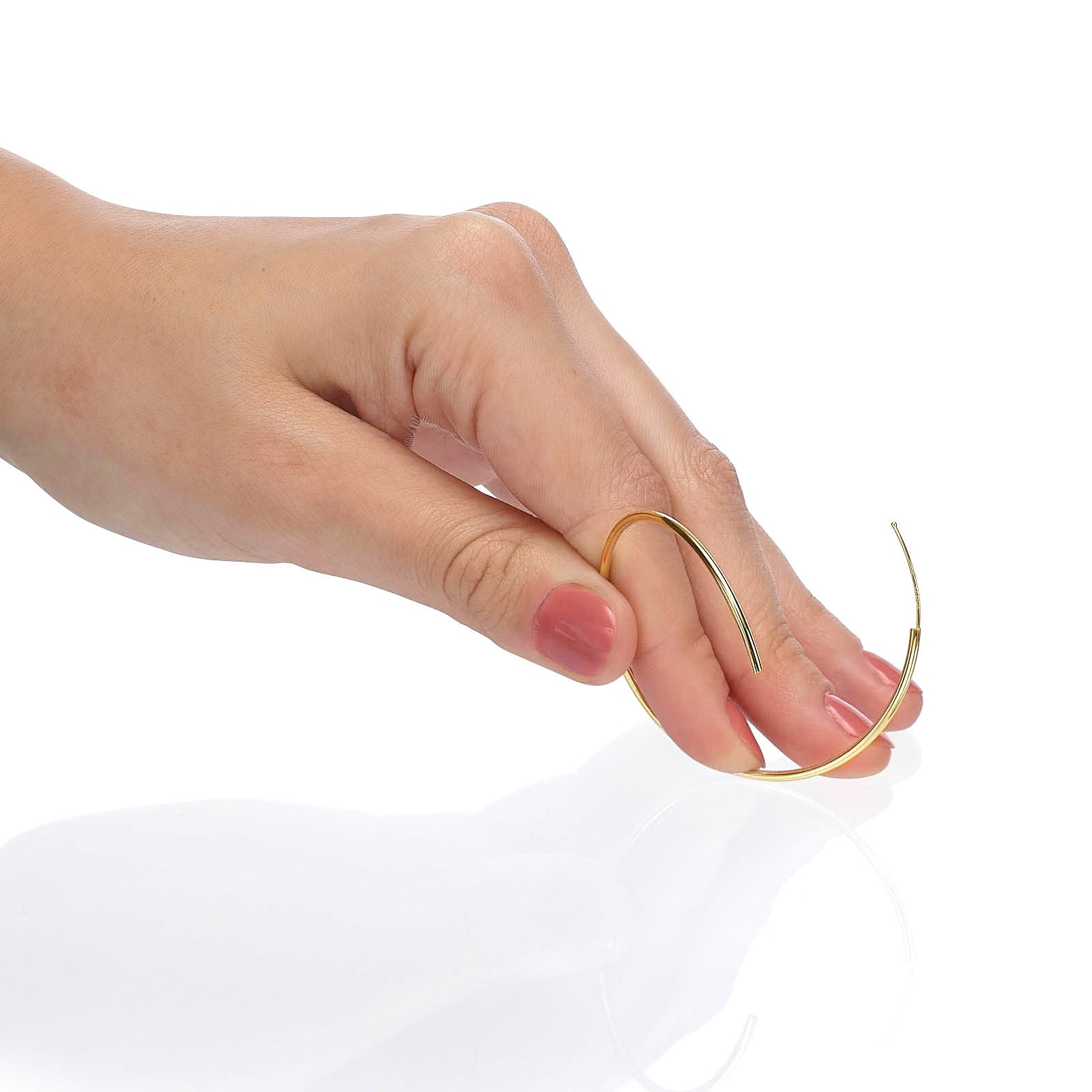 עגילי חישוק פלקסי מזהב לבן 14 קראט - L עגילי חישוק פלקסי מזהב לבן 14 קראט - L