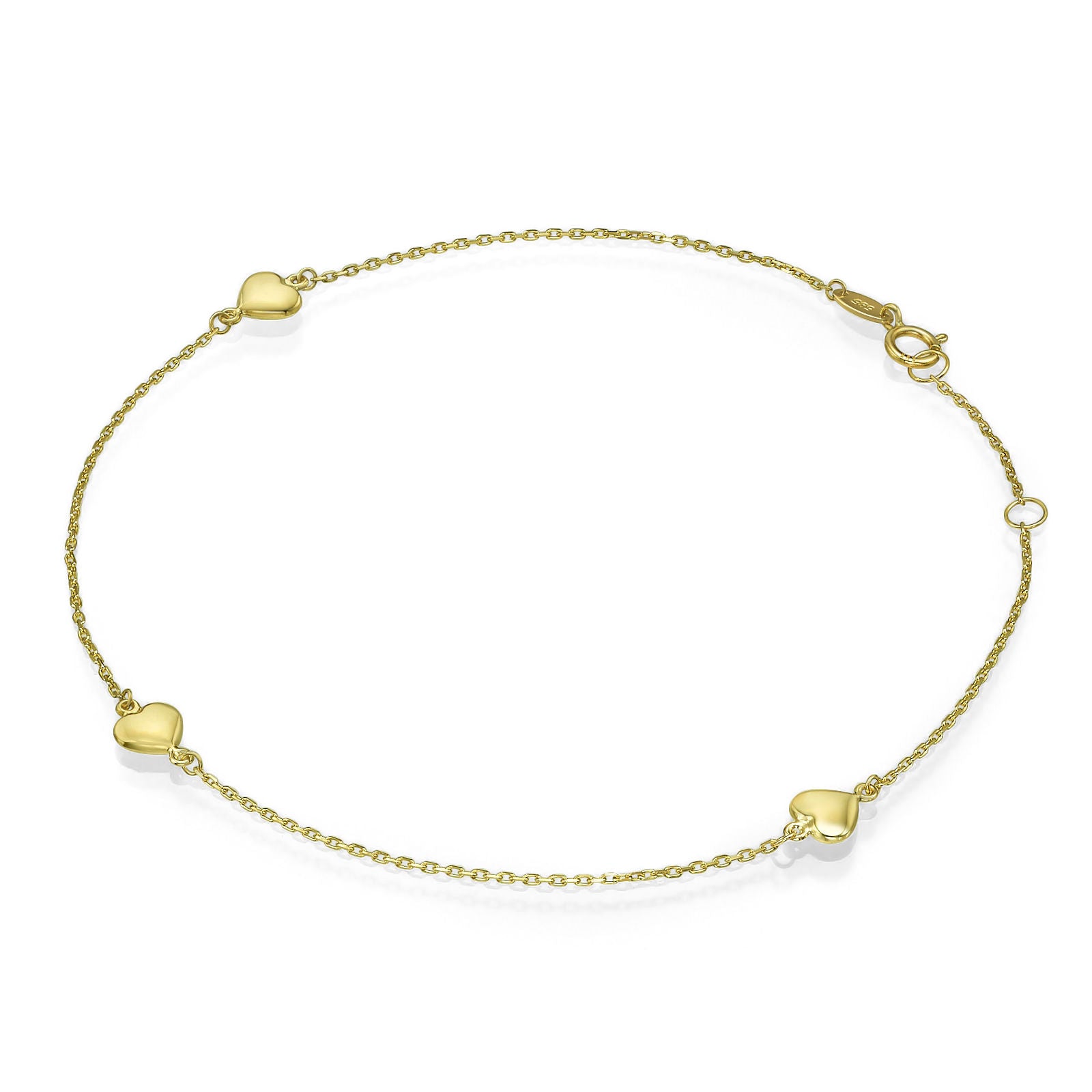 צמיד לרגל מזהב צהוב 14 קראט - לב אדריאנה צמיד לרגל מזהב צהוב 14 קראט - לב אדריאנה