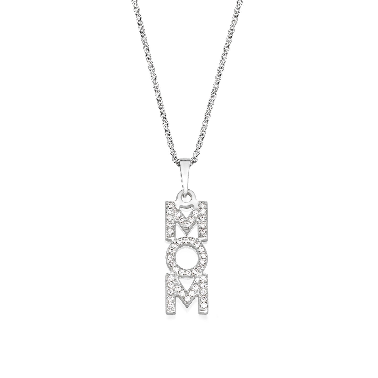 שרשרת mom מזהב לבן 14 קראט - אנכי זירקונים שרשרת mom מזהב לבן 14 קראט - אנכי זירקונים