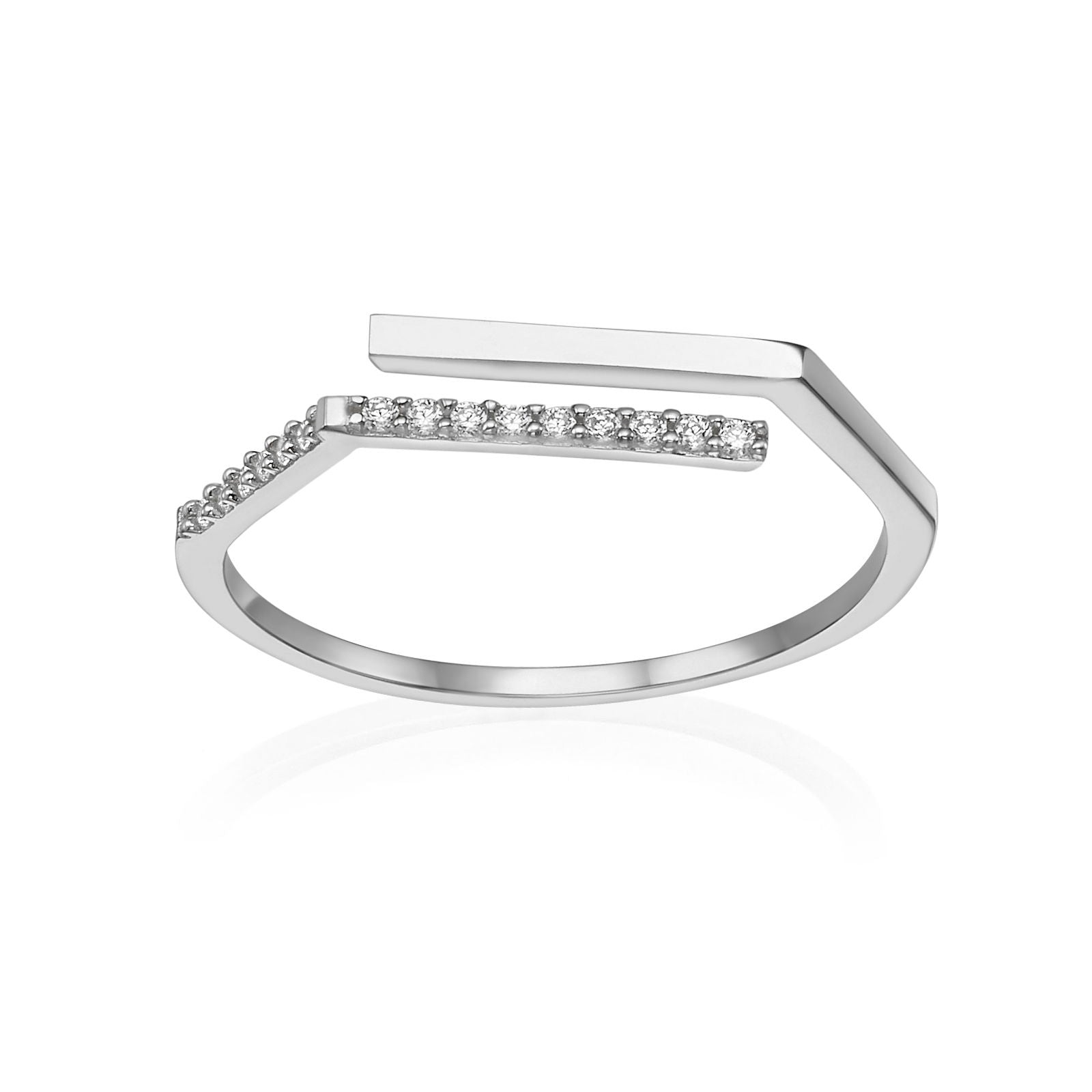 טבעת פתוחה מזהב לבן 14 קראט - לוריאן טבעת פתוחה מזהב לבן 14 קראט - לוריאן