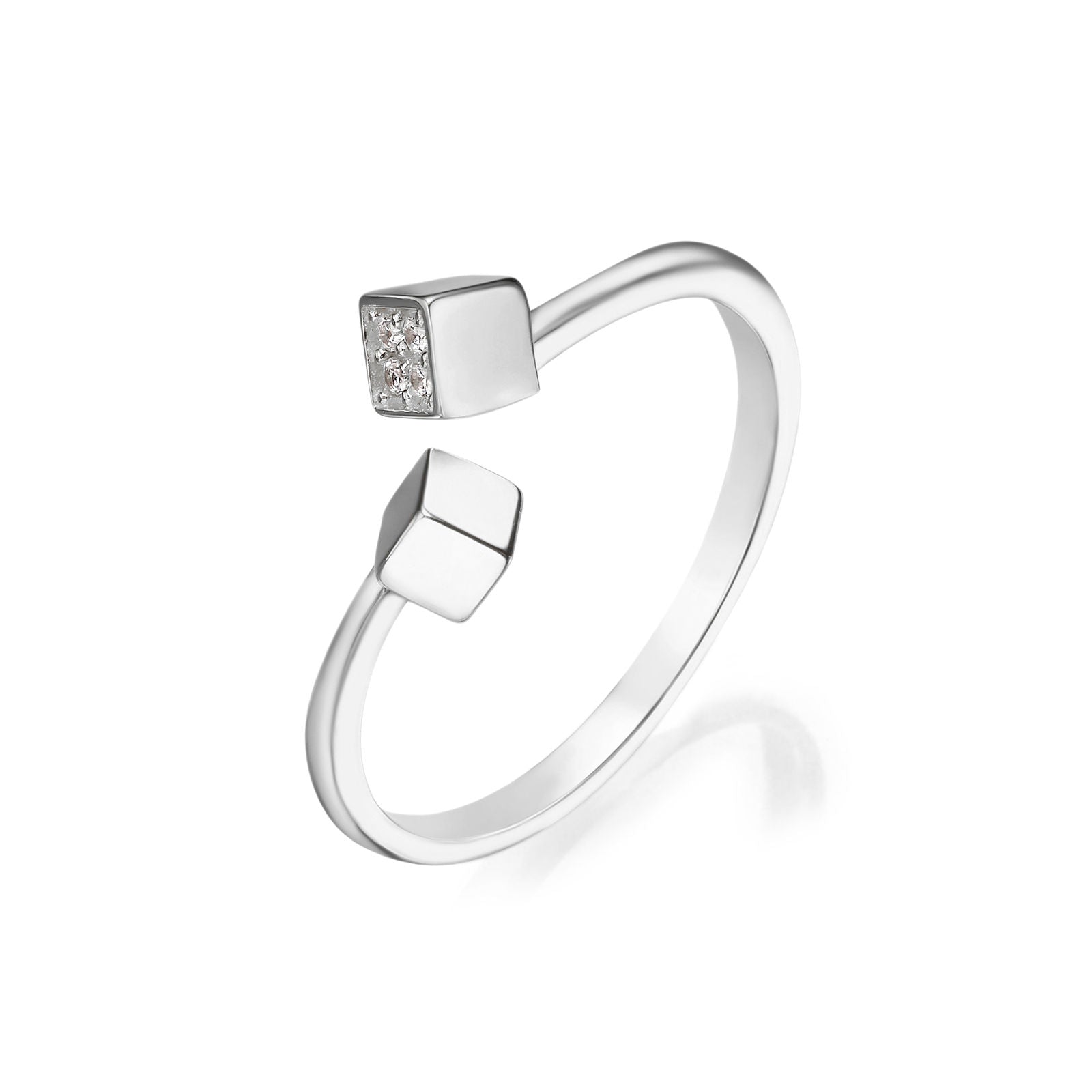 טבעת פתוחה מזהב לבן 14 קראט - פירנצה טבעת פתוחה מזהב לבן 14 קראט - פירנצה