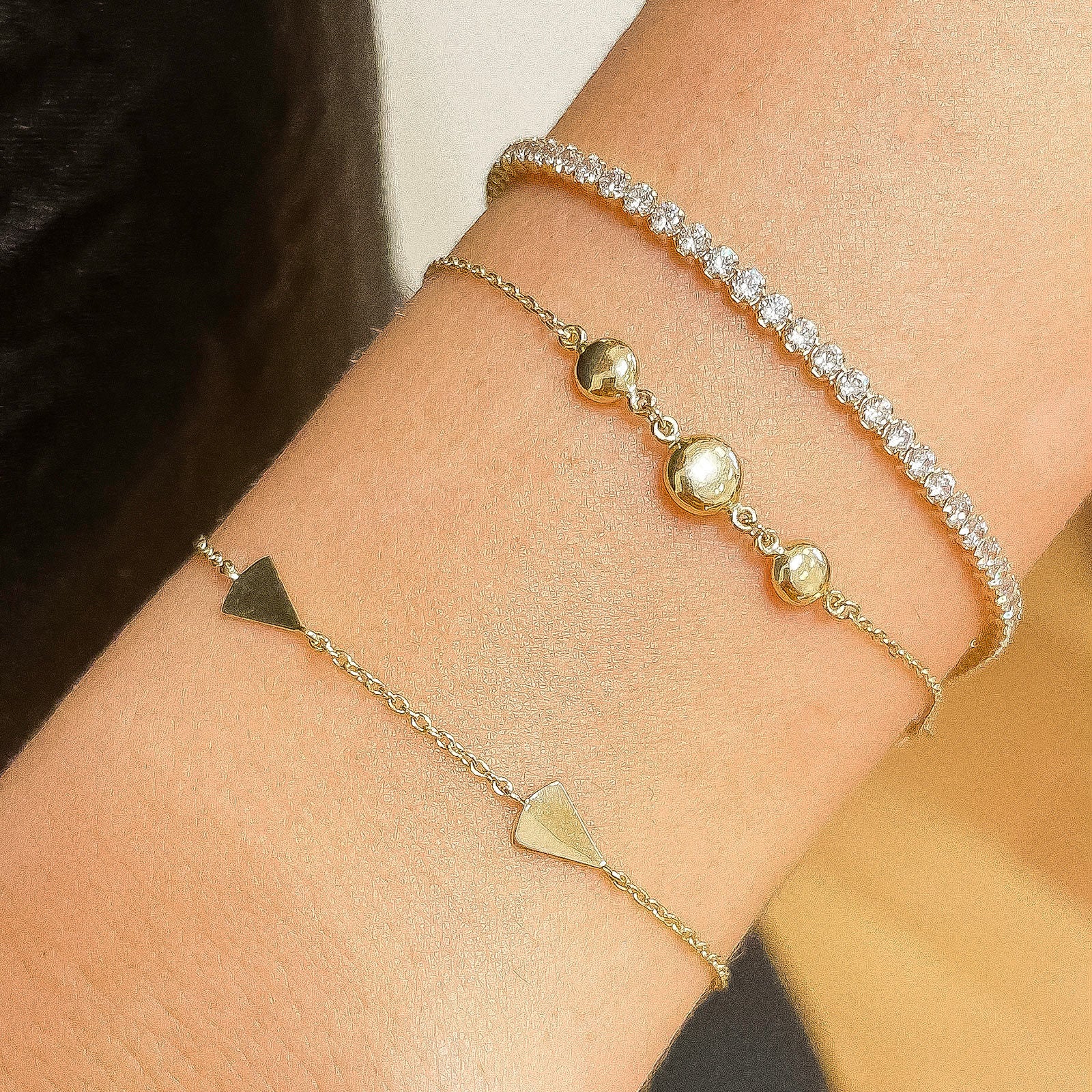 צמיד לאישה מזהב צהוב 14 קראט - אוליביה צמיד לאישה מזהב צהוב 14 קראט - אוליביה