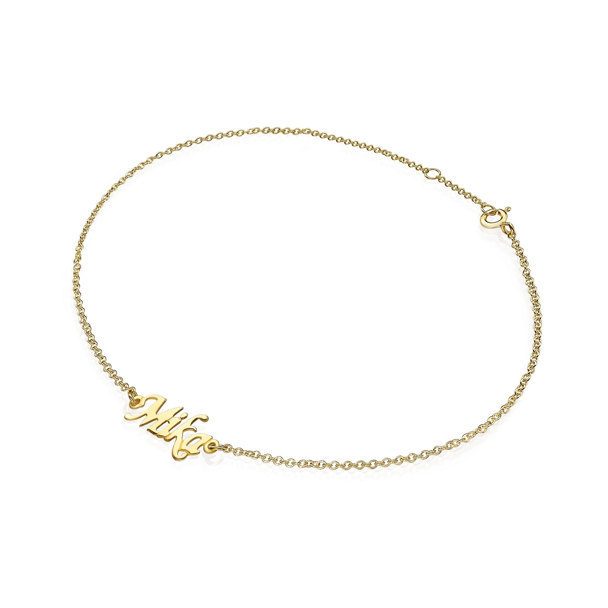 צמיד שם לרגל מזהב צהוב 14 קראט - 1.3 צמיד שם לרגל מזהב צהוב 14 קראט - 1.3