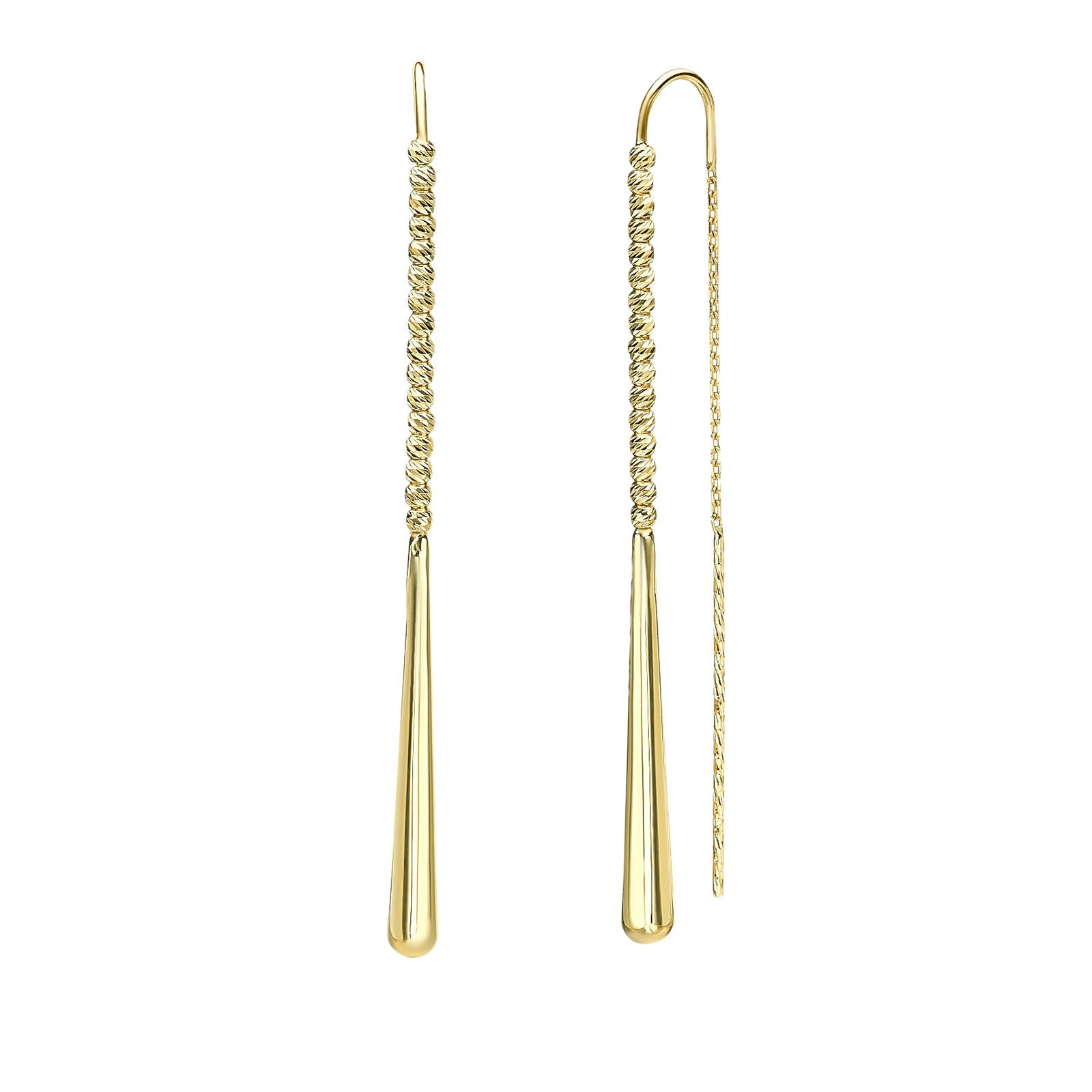 עגילים תלויים מזהב צהוב 14 קראט - ג'ולין עגילים תלויים מזהב צהוב 14 קראט - ג'ולין