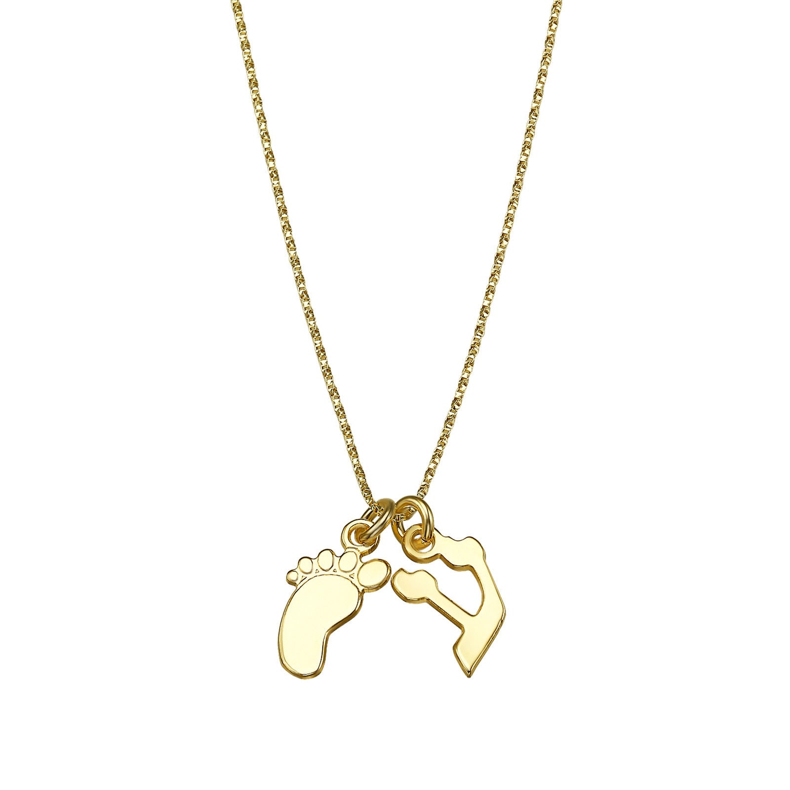 תליון ושרשרת מזהב צהוב 14 קראט - אות עם כף רגל תליון ושרשרת מזהב צהוב 14 קראט - אות עם כף רגל