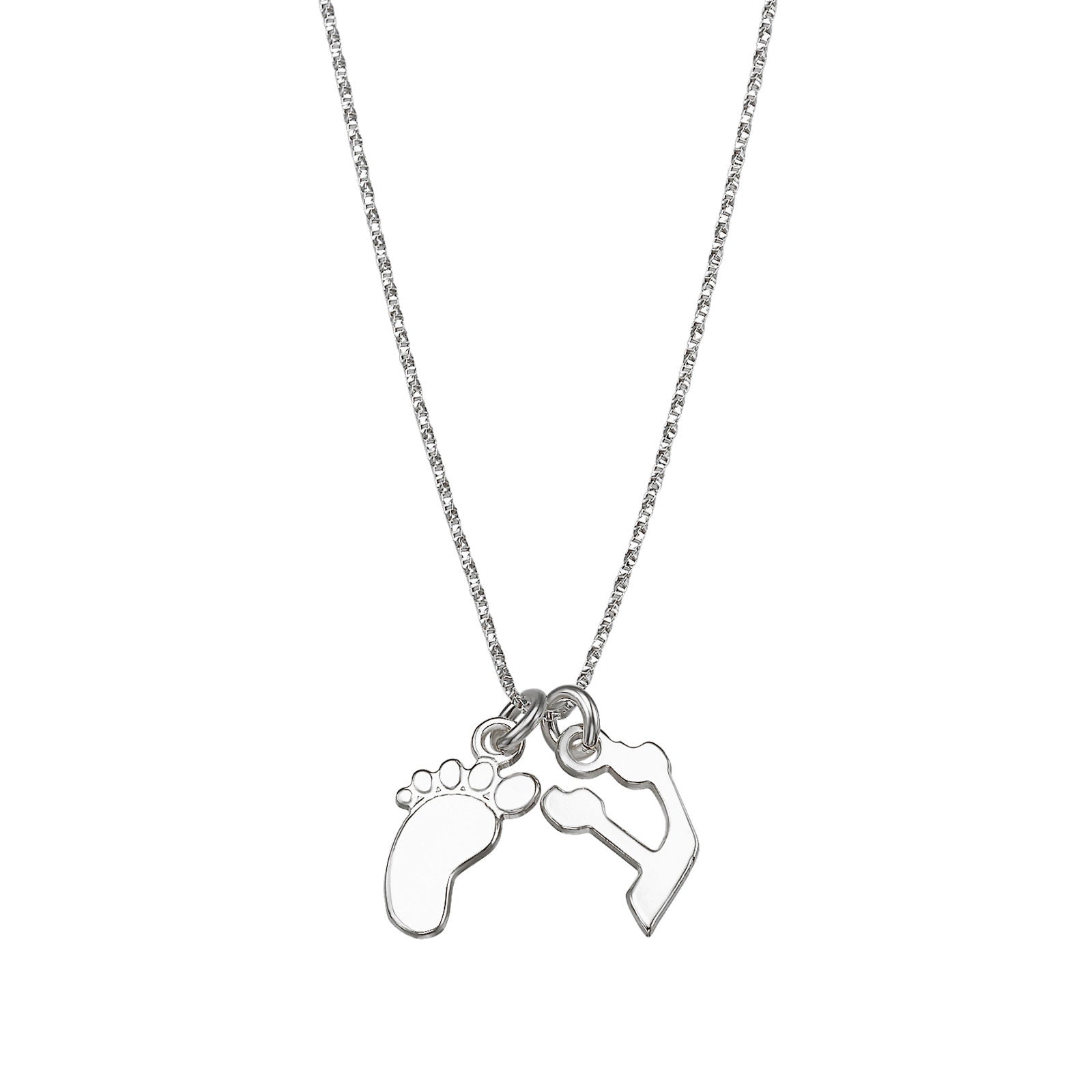 תליון ושרשרת מזהב לבן 14 קראט - אות עם כף רגל תליון ושרשרת מזהב לבן 14 קראט - אות עם כף רגל