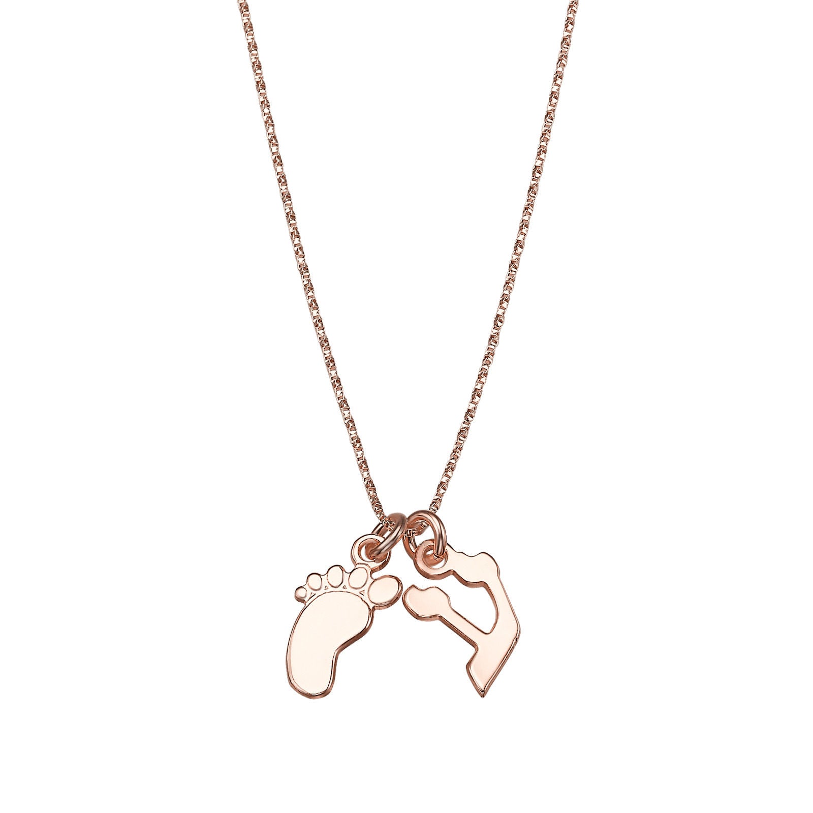 תליון ושרשרת מזהב ורוד 14 קראט - אות עם כף רגל תליון ושרשרת מזהב ורוד 14 קראט - אות עם כף רגל