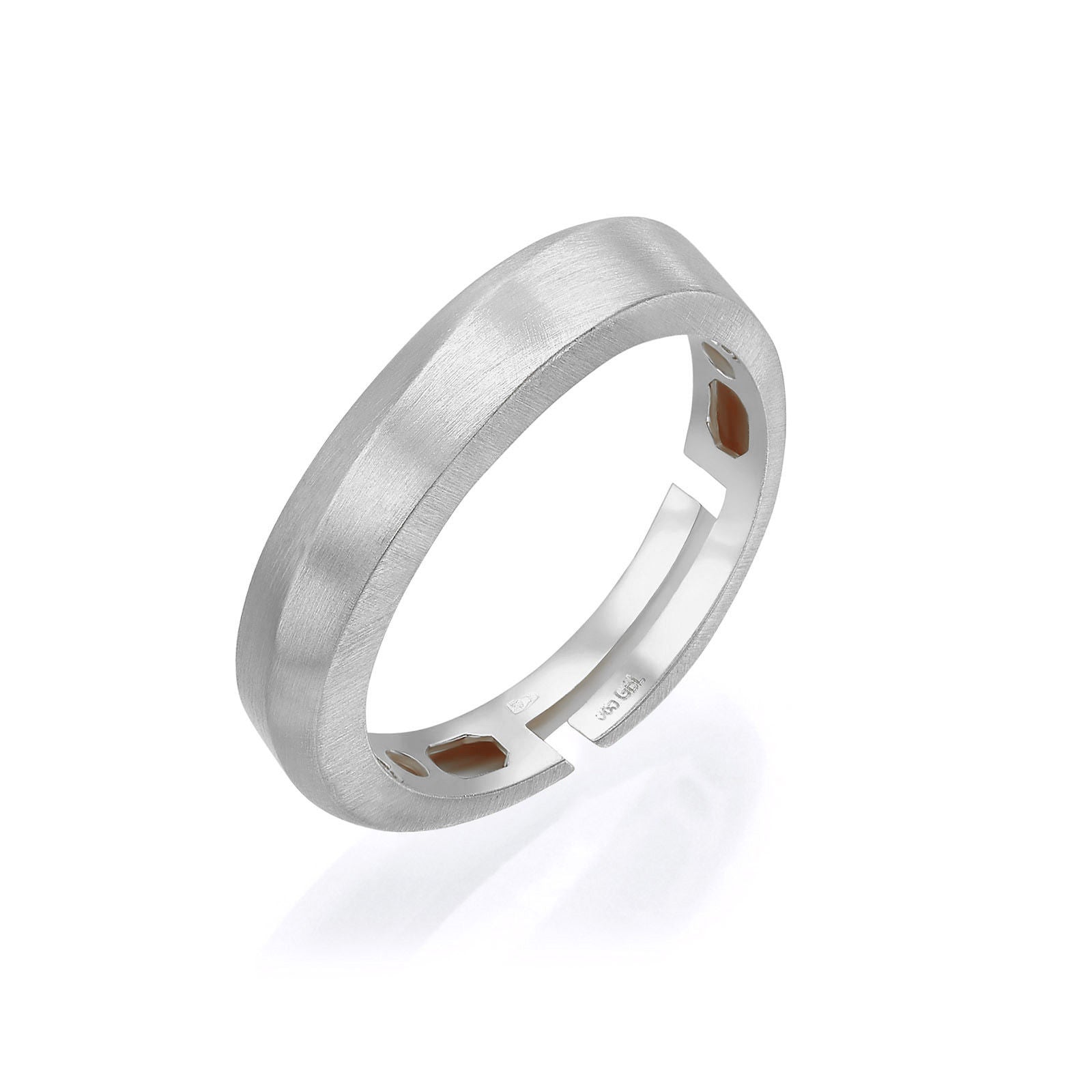 טבעת מזהב לבן 14 קראט - גל עדין מט טבעת מזהב לבן 14 קראט - גל עדין מט