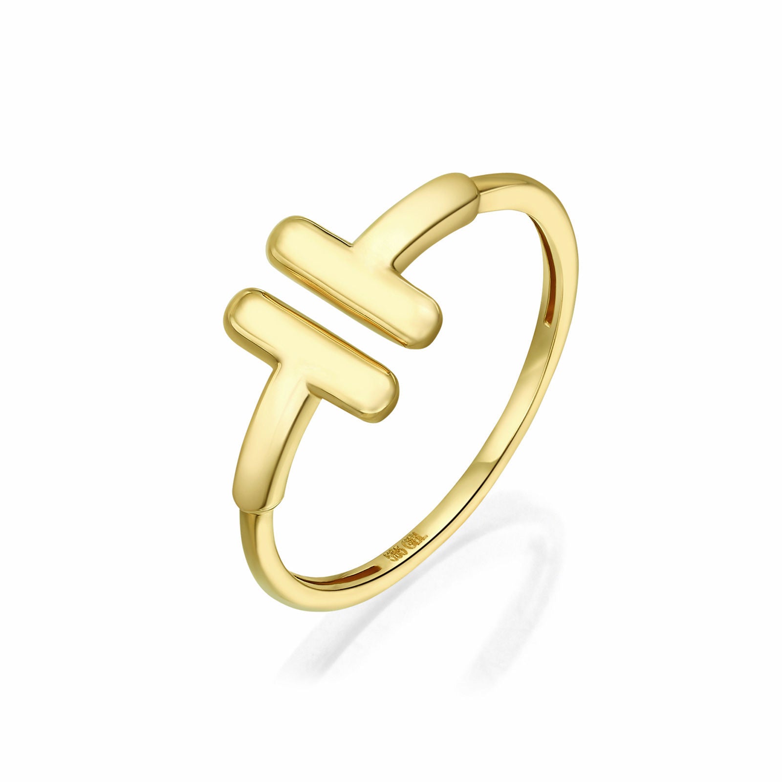 טבעת פתוחה מזהב צהוב 14 קראט - שני פסים טבעת פתוחה מזהב צהוב 14 קראט - שני פסים