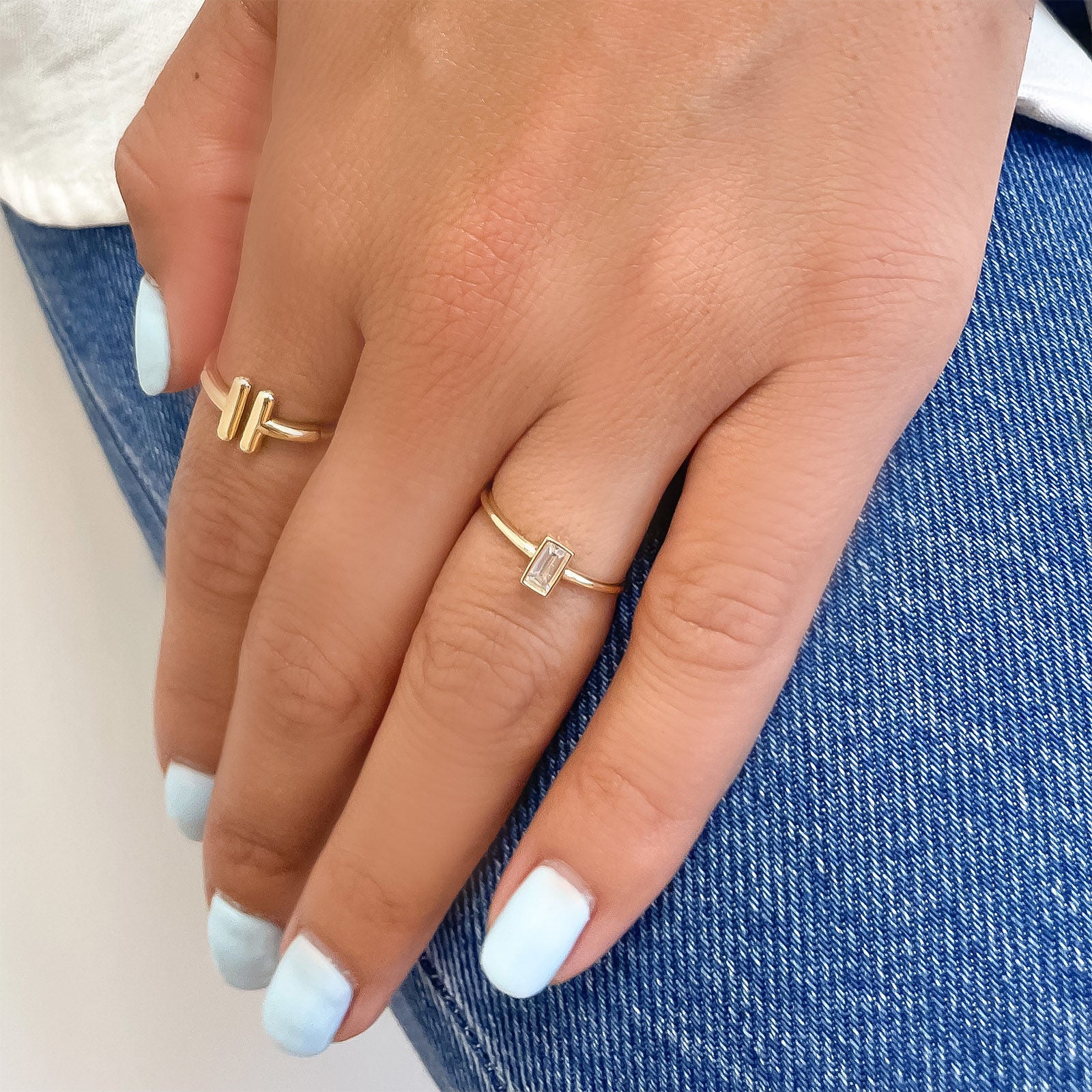 טבעת פתוחה מזהב צהוב 14 קראט - שני פסים טבעת פתוחה מזהב צהוב 14 קראט - שני פסים