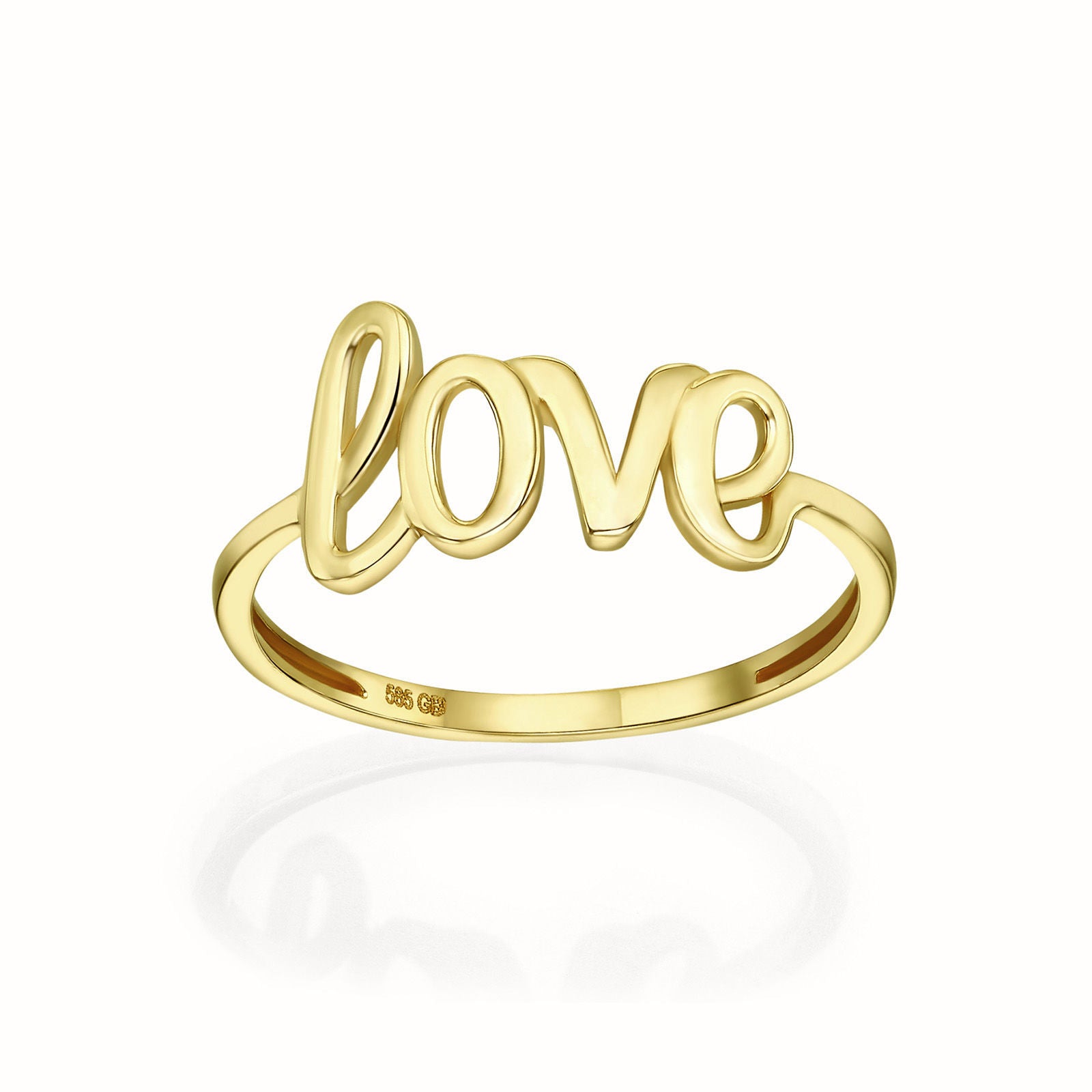 טבעת מזהב צהוב 14 קראט - Love טבעת מזהב צהוב 14 קראט - Love