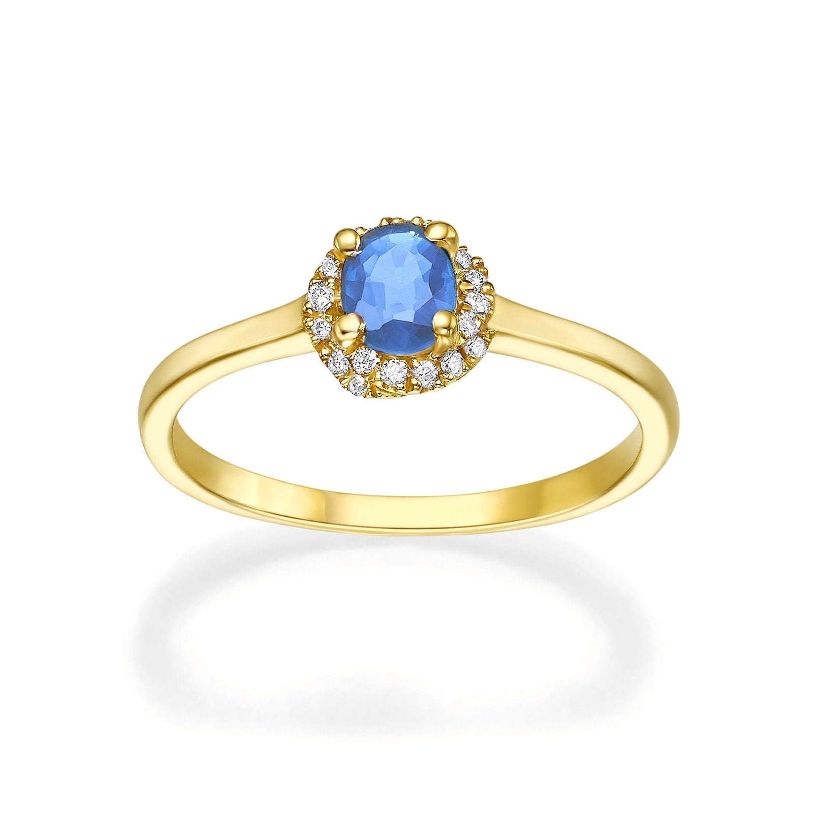 טבעת יהלומים ואבן חן ספיר מזהב צהוב 14 קראט - רויאל טבעת יהלומים ואבן חן ספיר מזהב צהוב 14 קראט - רויאל