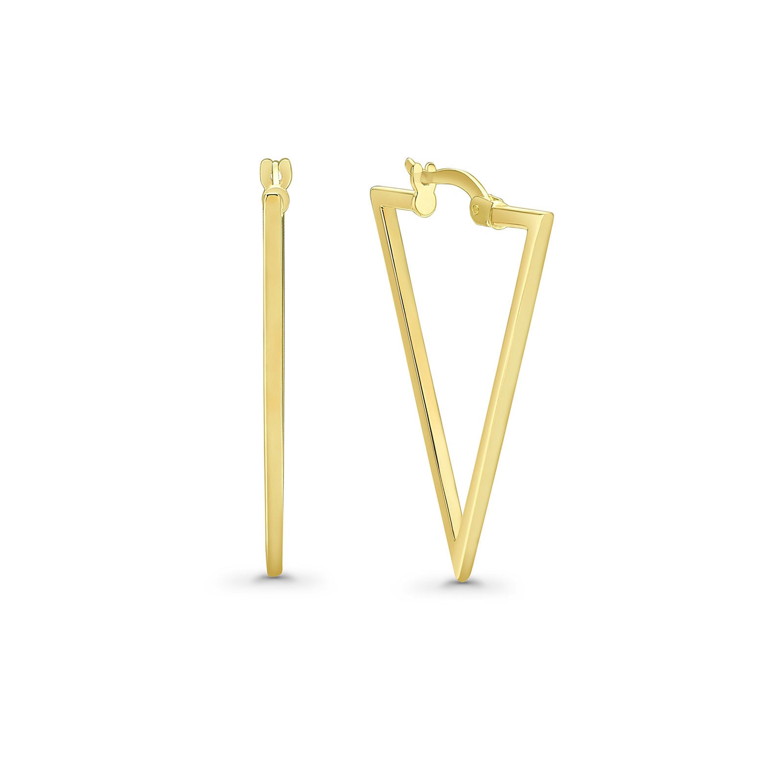 עגילי חישוק מזהב צהוב 14 קראט - משולש קליפורניה עגילי חישוק מזהב צהוב 14 קראט - משולש קליפורניה