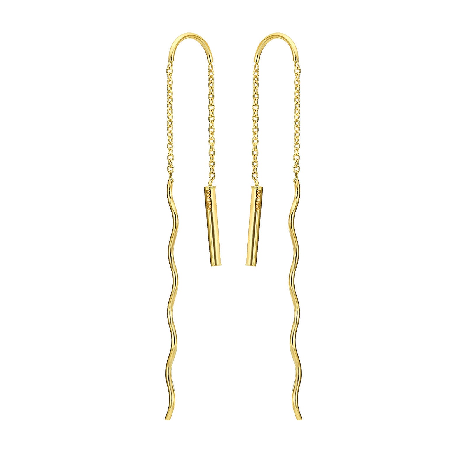 עגילים תלויים מזהב צהוב 14 קראט  - לילו עגילים תלויים מזהב צהוב 14 קראט  - לילו