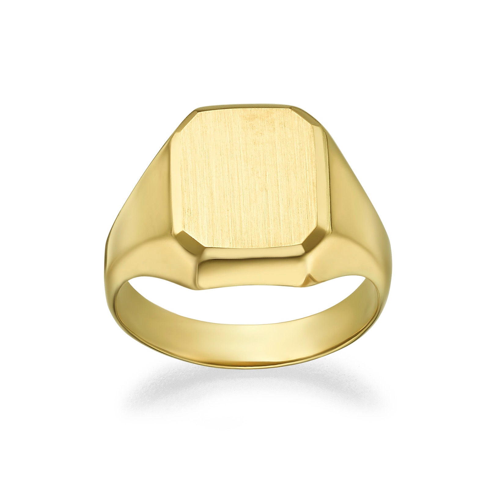 טבעת חותם מזהב צהוב 14 קראט - חותם ריבועי מט טבעת חותם מזהב צהוב 14 קראט - חותם ריבועי מט