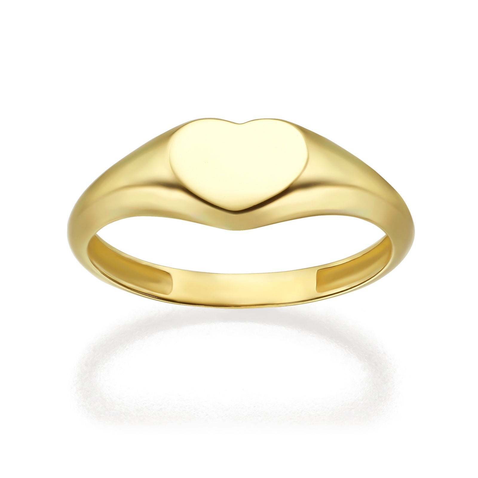 טבעת מזהב צהוב 14 קראט - חותם לב טבעת מזהב צהוב 14 קראט - חותם לב