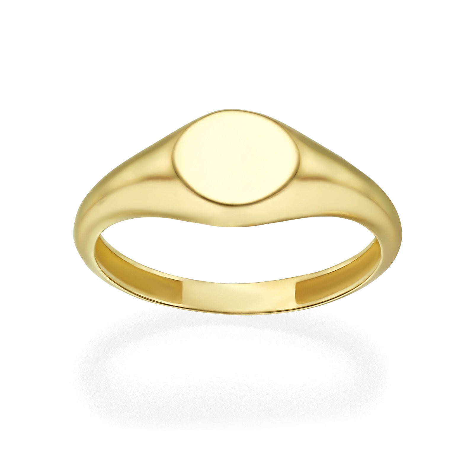 טבעת מזהב צהוב 14 קראט - חותם עגול מבריק טבעת מזהב צהוב 14 קראט - חותם עגול מבריק