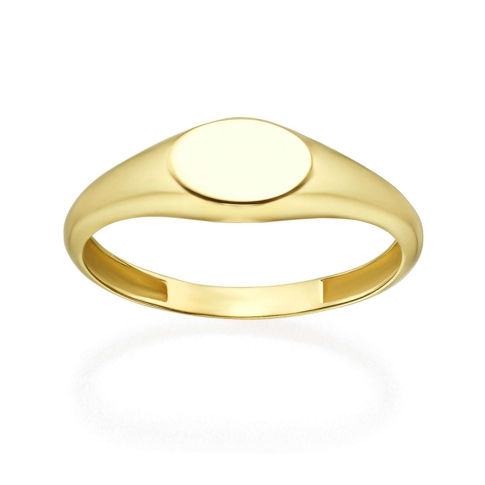 טבעת מזהב צהוב 14 קראט - חותם אליפסה מבריק טבעת מזהב צהוב 14 קראט - חותם אליפסה מבריק