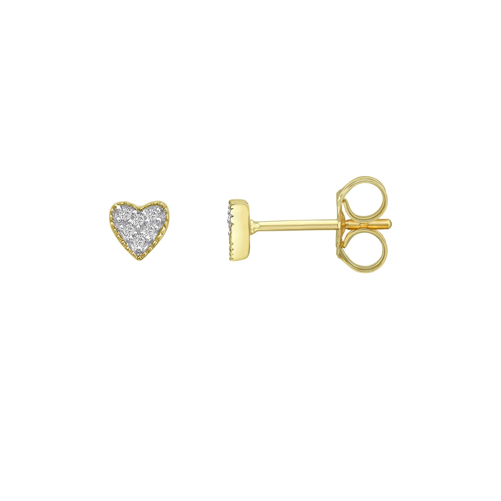 עגילי יהלומים צמודים מזהב צהוב 14 קראט - לב קלי עגילי יהלומים צמודים מזהב צהוב 14 קראט - לב קלי