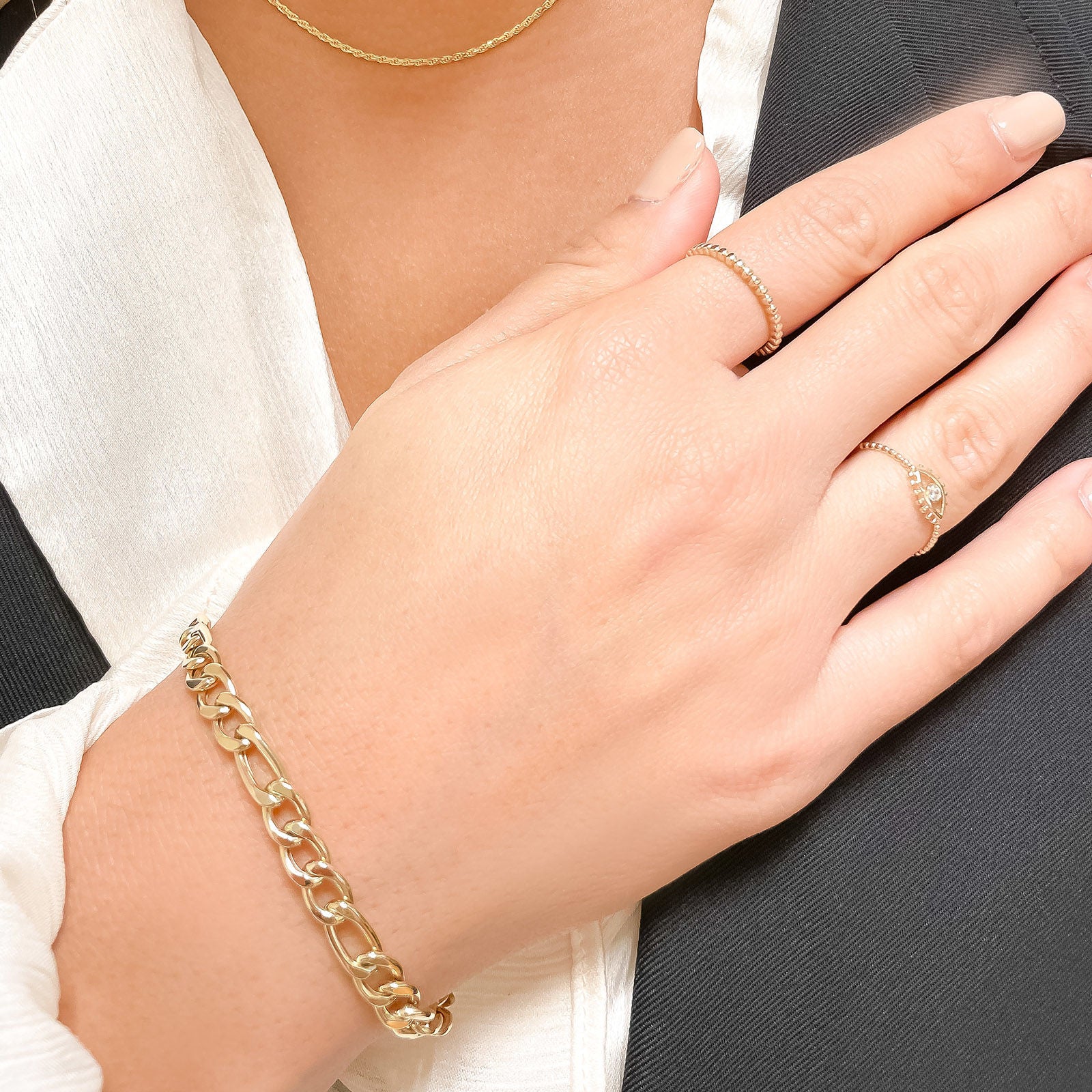 צמיד לאישה מזהב צהוב 14 קראט - פיגרו צמיד לאישה מזהב צהוב 14 קראט - פיגרו