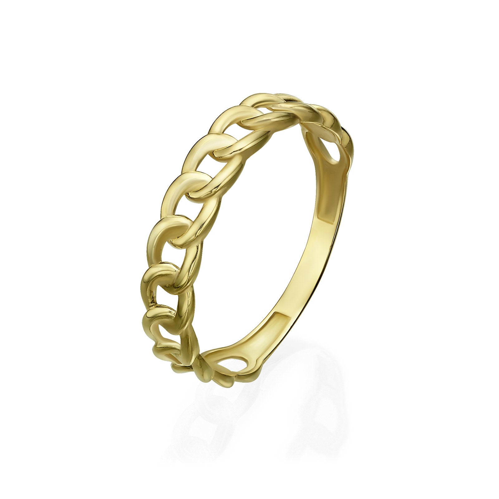 טבעת לאישה מזהב צהוב 14 קראט - חוליות טבעת לאישה מזהב צהוב 14 קראט - חוליות