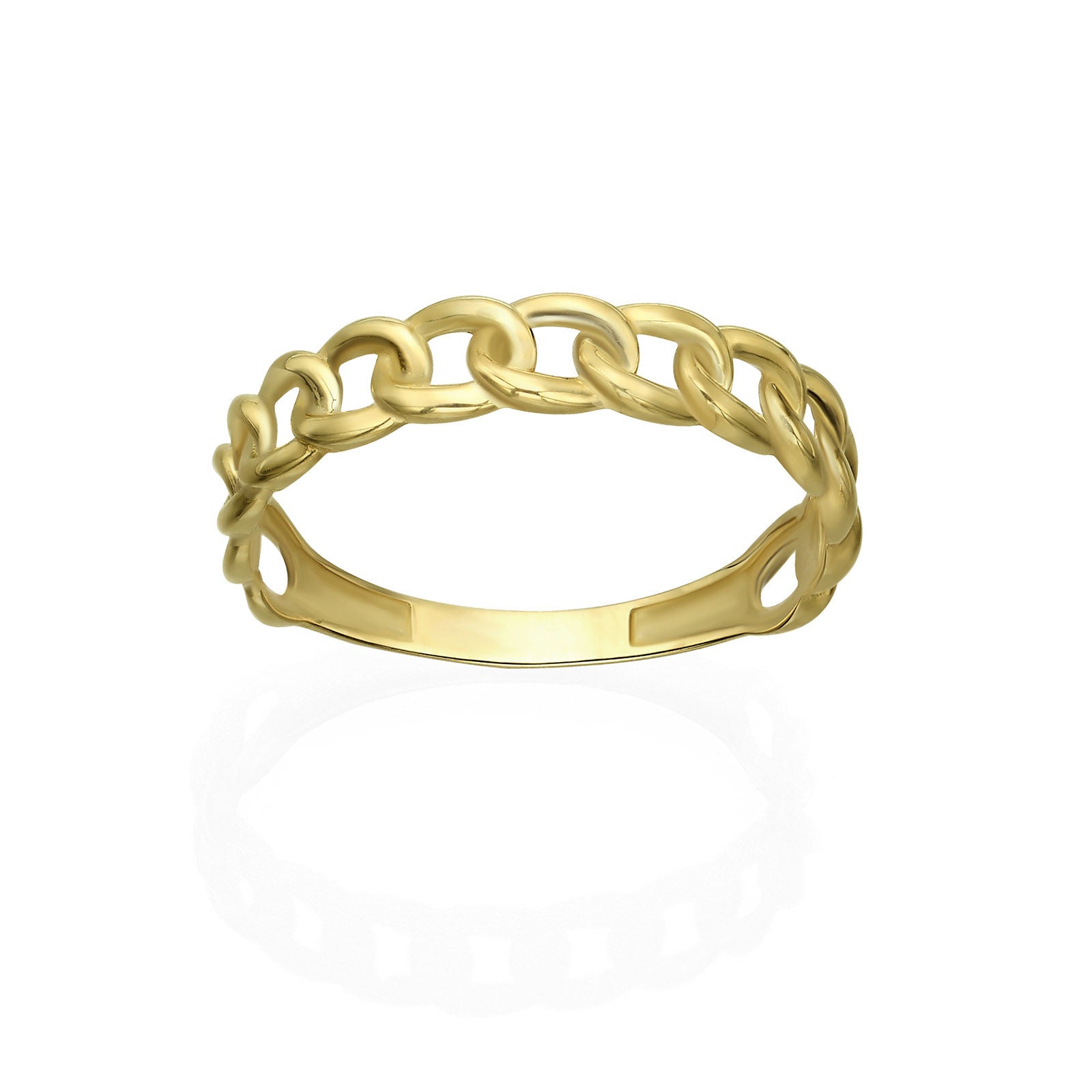 טבעת לאישה מזהב צהוב 14 קראט - חוליות טבעת לאישה מזהב צהוב 14 קראט - חוליות