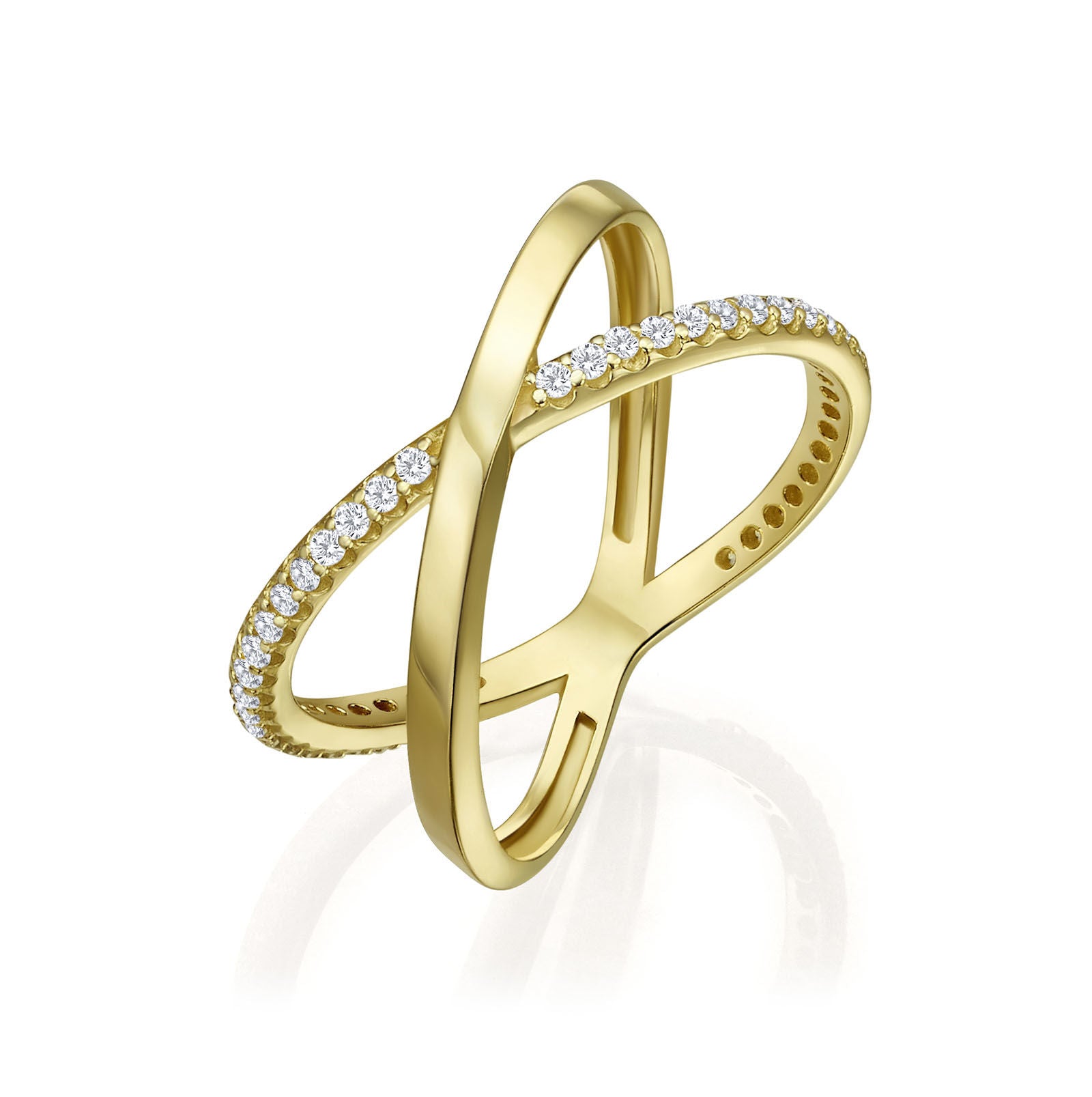 טבעת איקס לאישה מזהב צהוב 14 קראט - רוקסי טבעת איקס לאישה מזהב צהוב 14 קראט - רוקסי