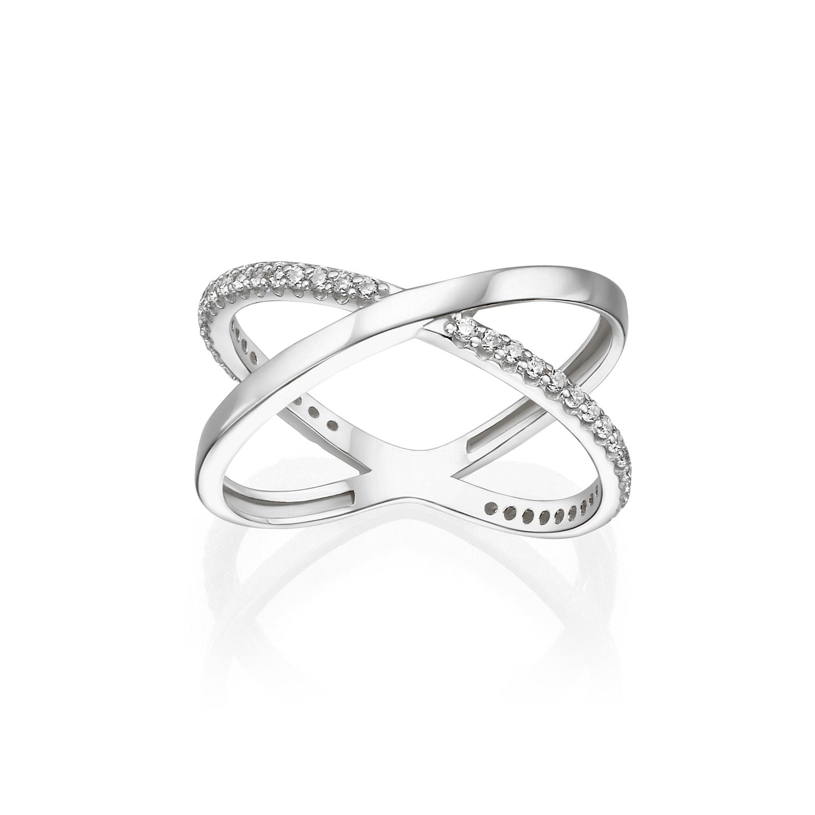 טבעת איקס לאישה מזהב לבן 14 קראט - רוקסי טבעת איקס לאישה מזהב לבן 14 קראט - רוקסי