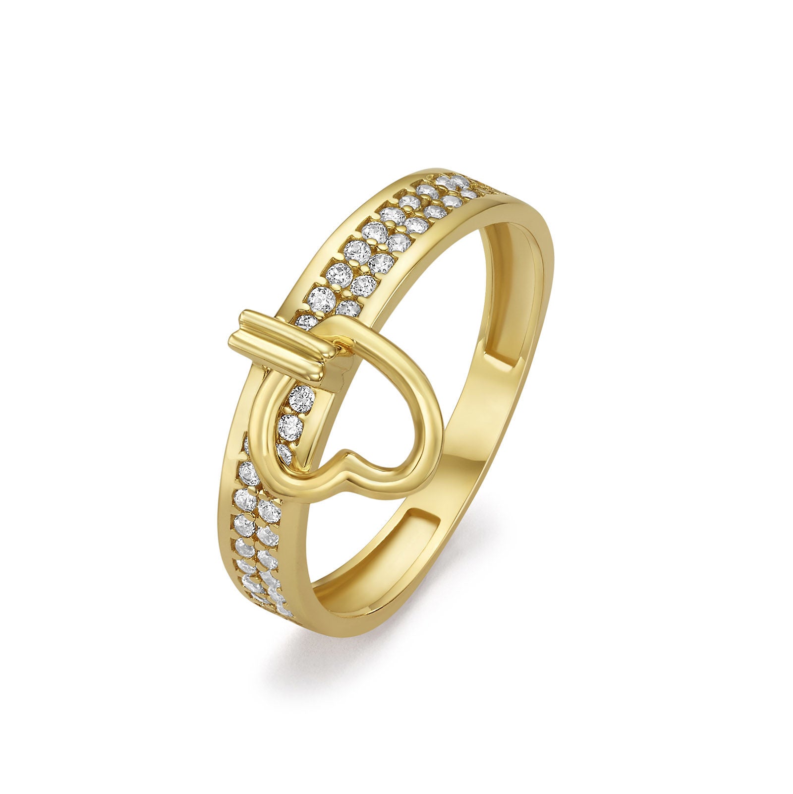 טבעת לנשים מזהב צהוב 14 קראט - לב מייבל טבעת לנשים מזהב צהוב 14 קראט - לב מייבל