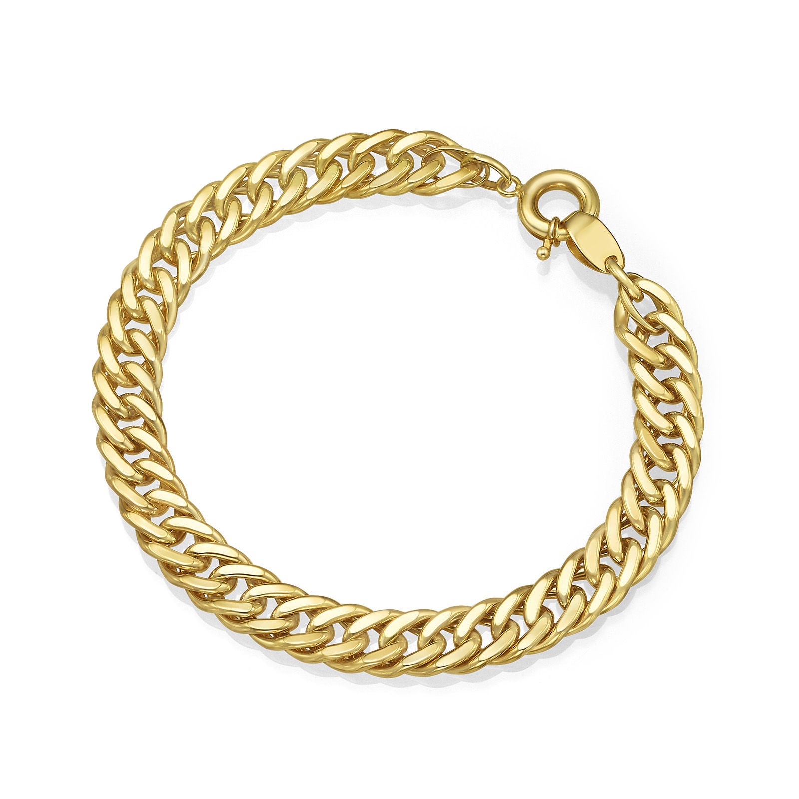 צמיד לאישה מזהב צהוב 14 קראט - צמיד חוליות שטוח M צמיד לאישה מזהב צהוב 14 קראט - צמיד חוליות שטוח M