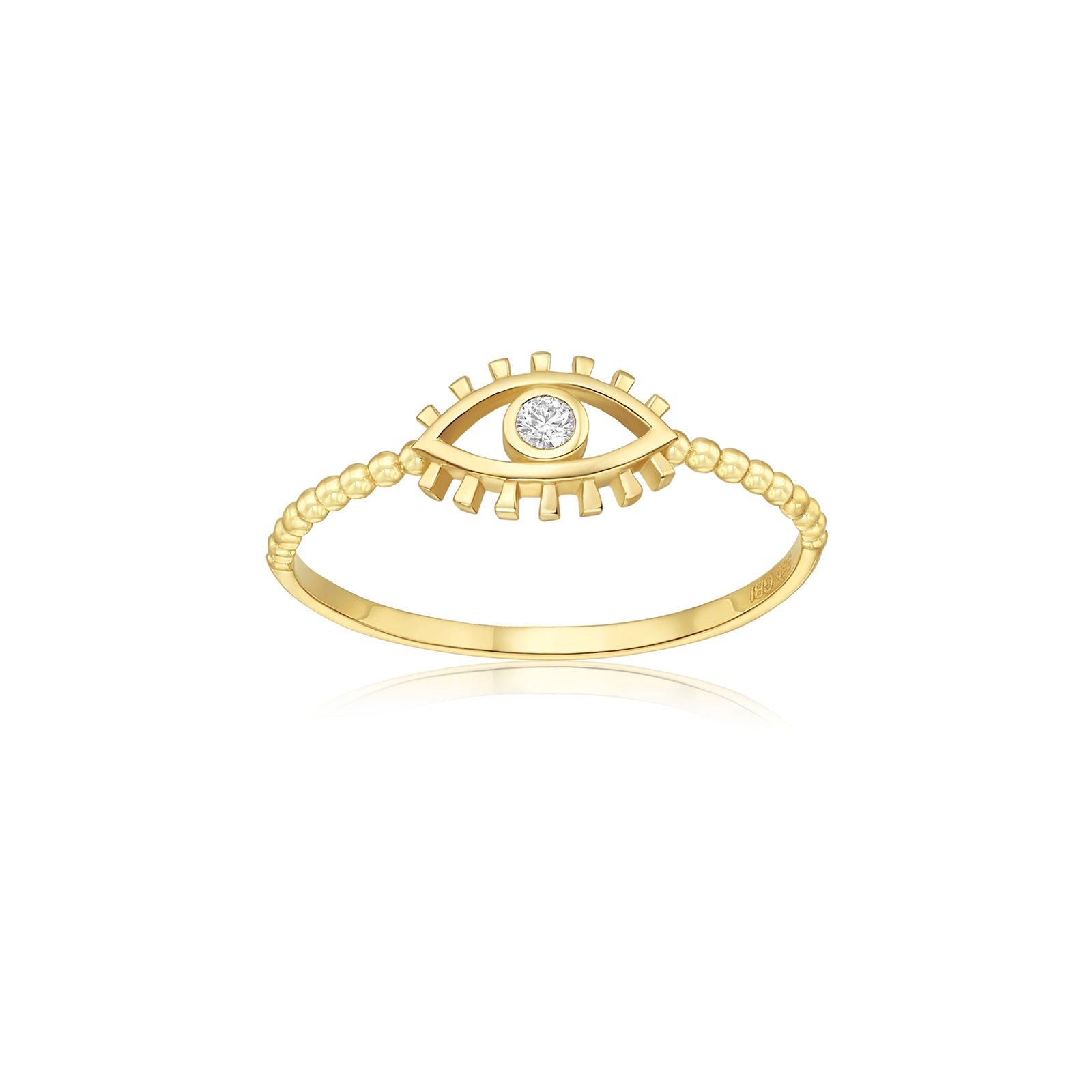 טבעת לנשים מזהב צהוב 14 קראט - עין טבעת לנשים מזהב צהוב 14 קראט - עין