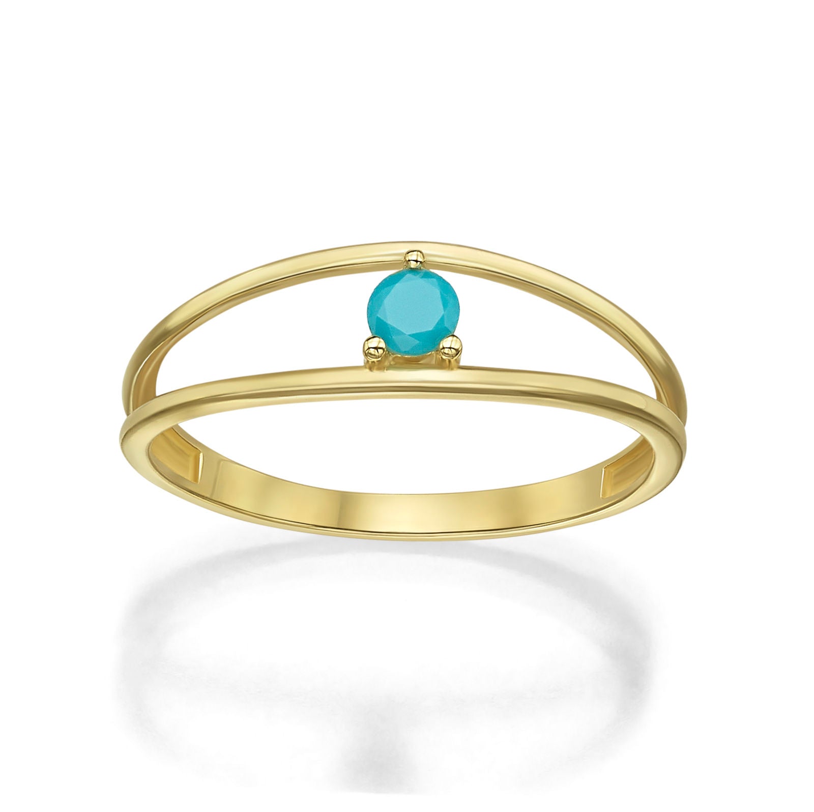 טבעת לנשים מזהב צהוב 14 קראט - ארין כחולה טבעת לנשים מזהב צהוב 14 קראט - ארין כחולה