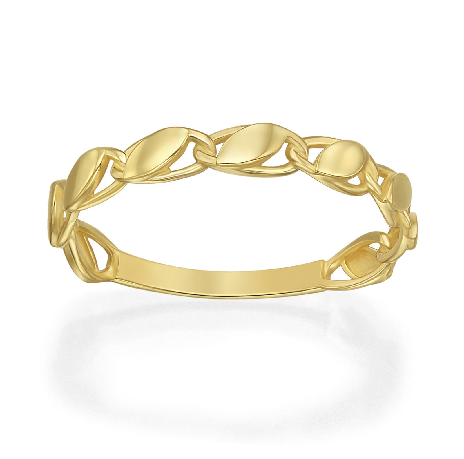 טבעת לנשים מזהב צהוב 14 קראט - לורל טבעת לנשים מזהב צהוב 14 קראט - לורל