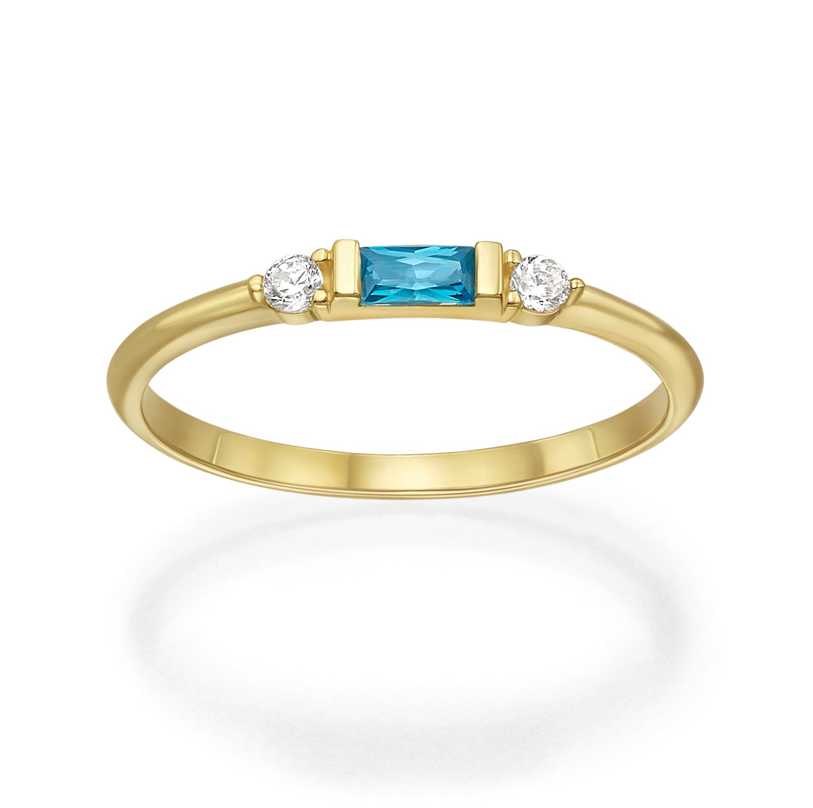 טבעת לנשים מזהב צהוב 14 קראט - פנלופי כחולה טבעת לנשים מזהב צהוב 14 קראט - פנלופי כחולה