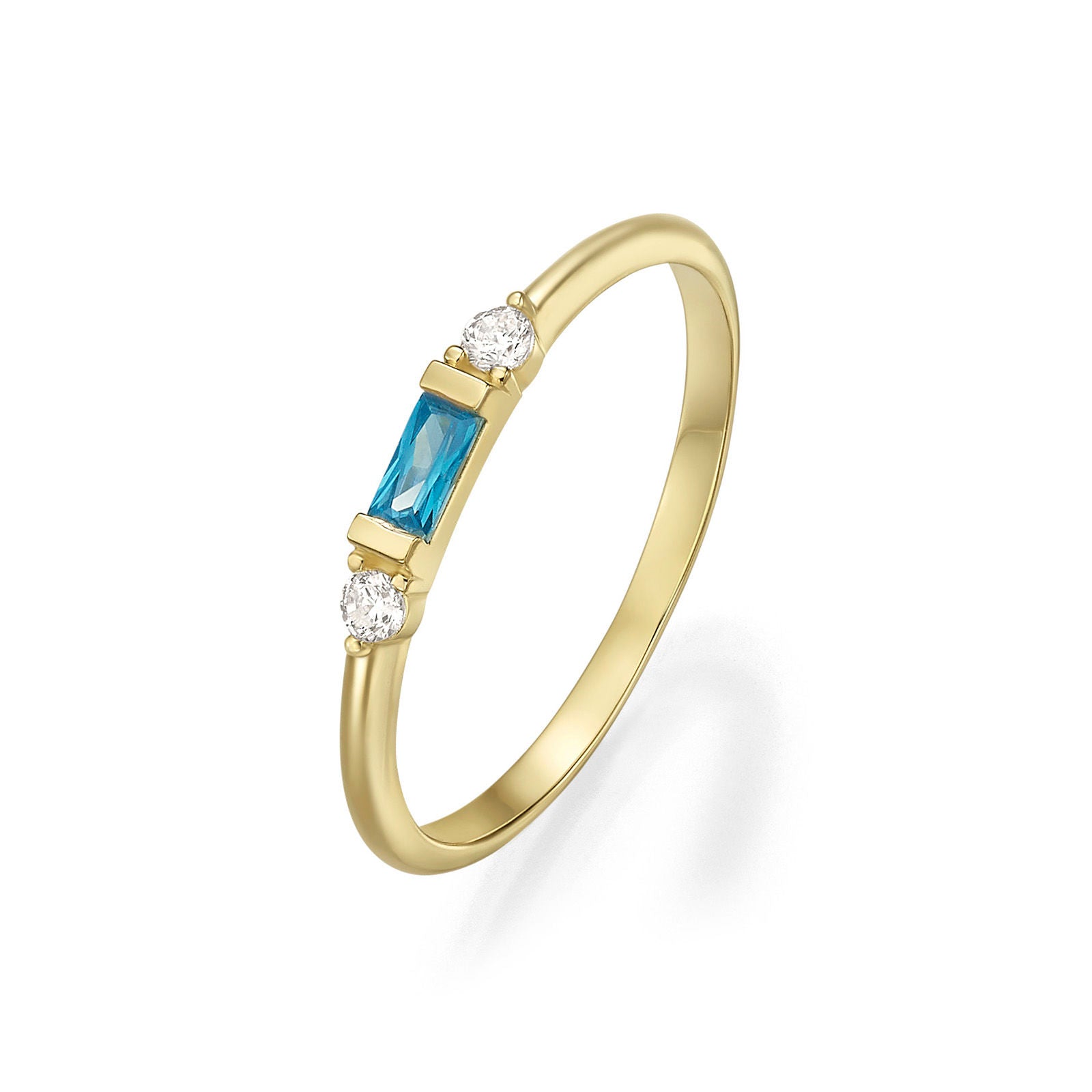 טבעת לנשים מזהב צהוב 14 קראט - פנלופי כחולה טבעת לנשים מזהב צהוב 14 קראט - פנלופי כחולה