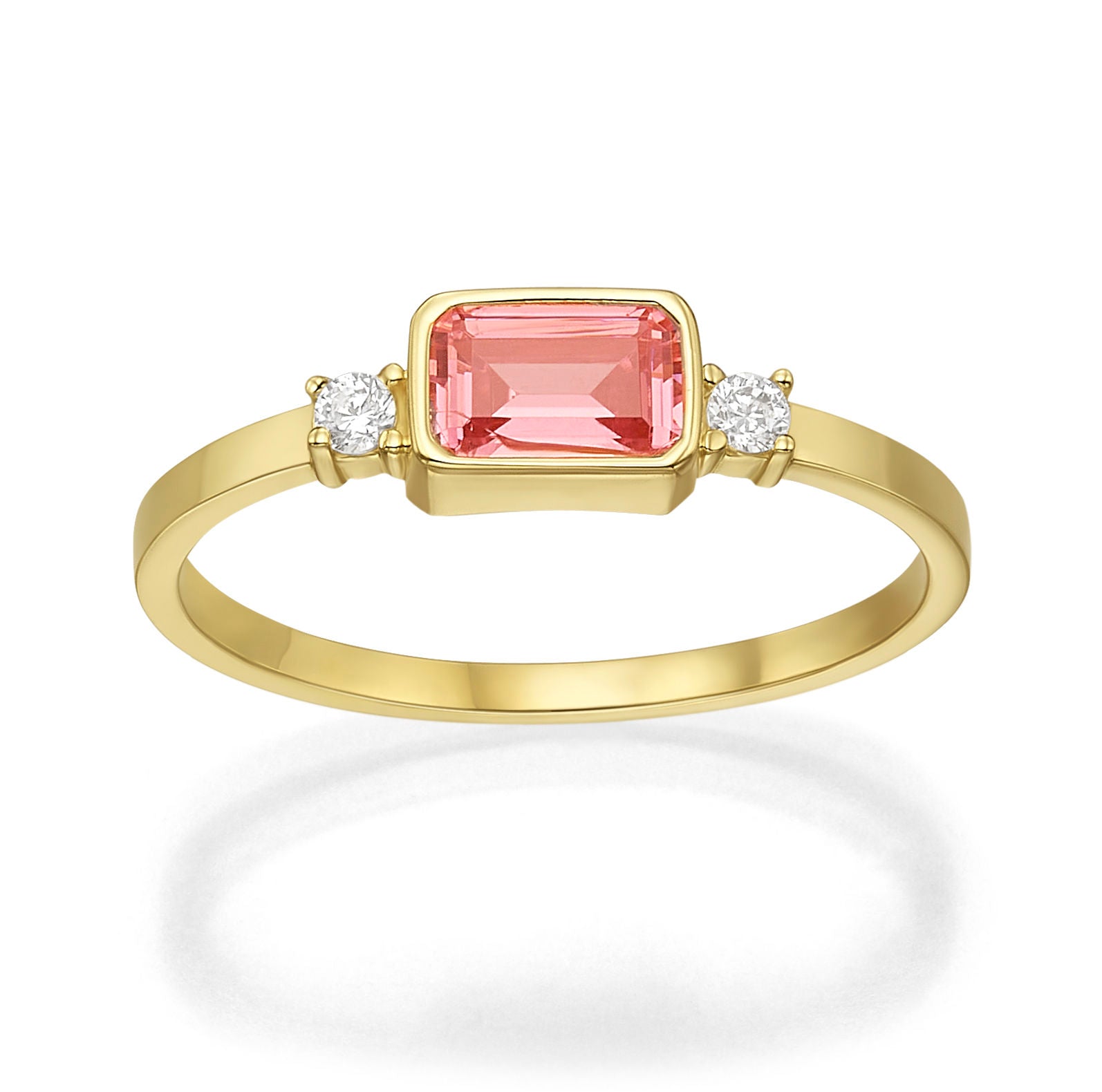 טבעת לנשים מזהב צהוב 14 קראט - אנאבל ורודה טבעת לנשים מזהב צהוב 14 קראט - אנאבל ורודה